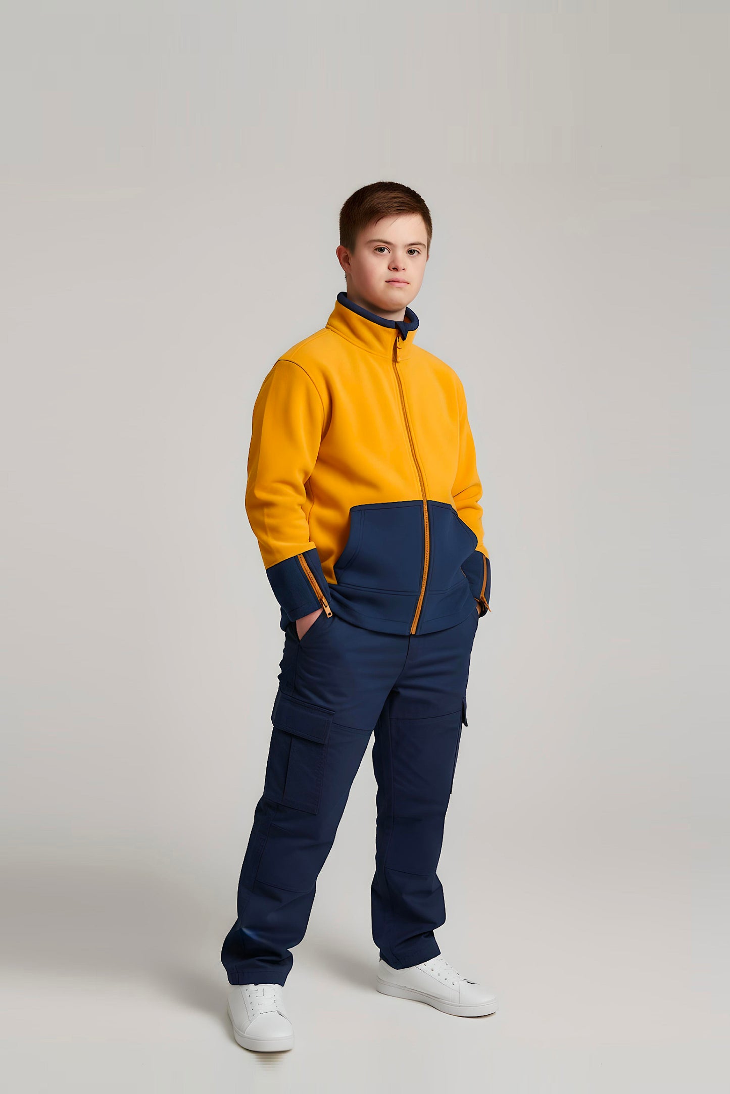 Adaptive Kids Jacket: Front Full Zipper, Cargo Pocket, Easy-Undressing Sleeves