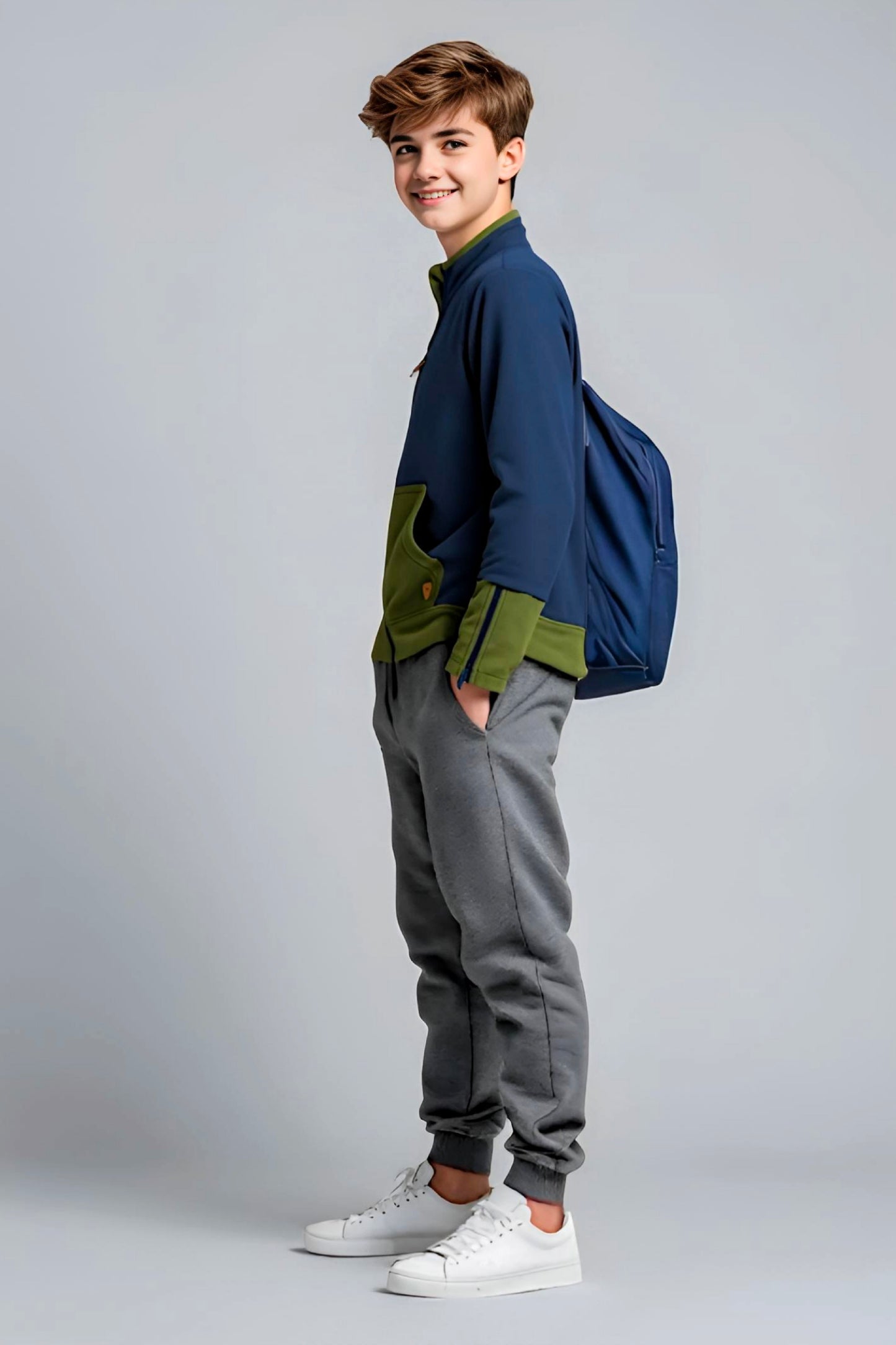Adaptive Kids Jacket: Front Full Zipper, Cargo Pocket, Easy-Undressing Sleeves