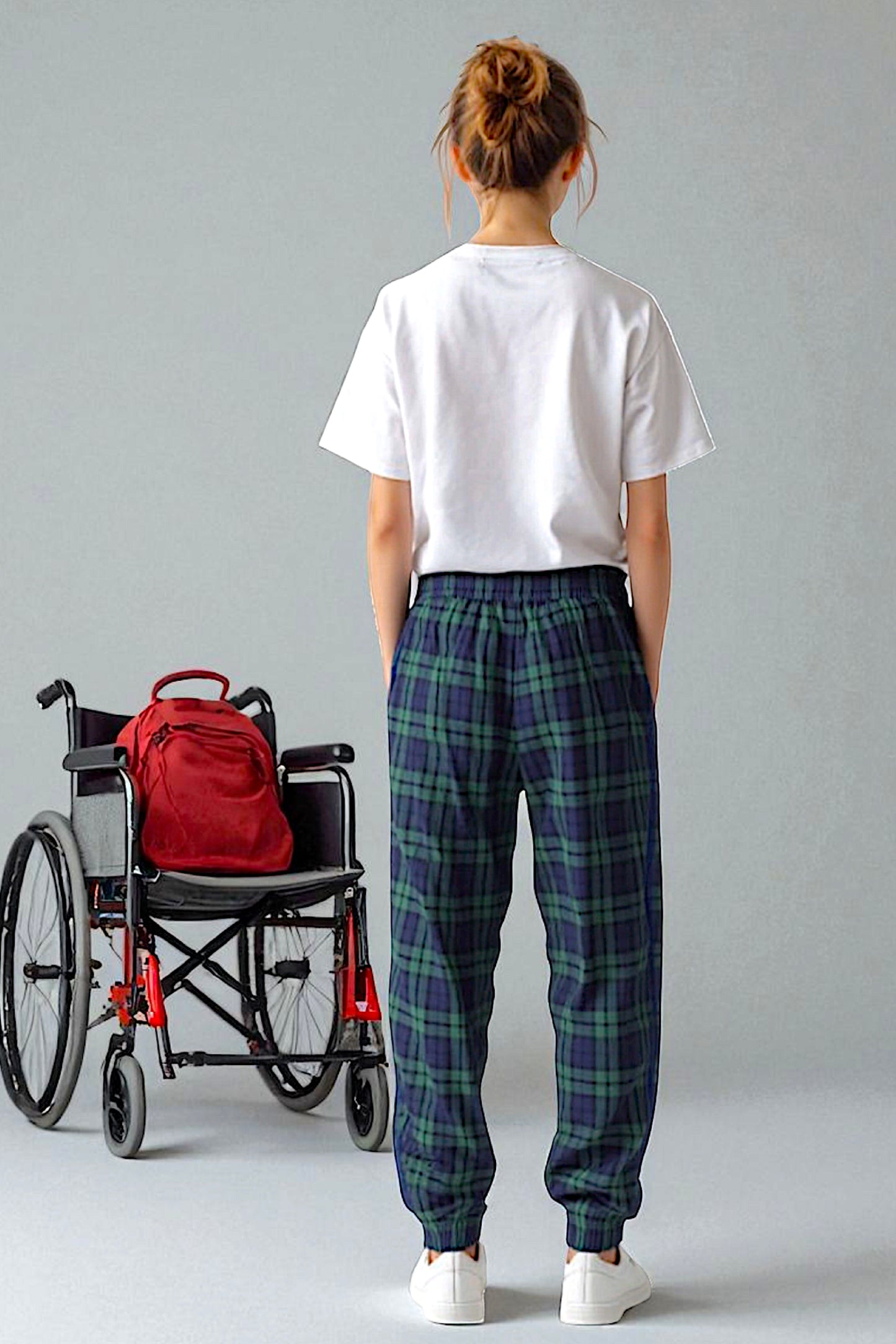 Adaptive Kids Stretch Pants: Elastic Waistband, Full Side Zipper for Easy Undressing