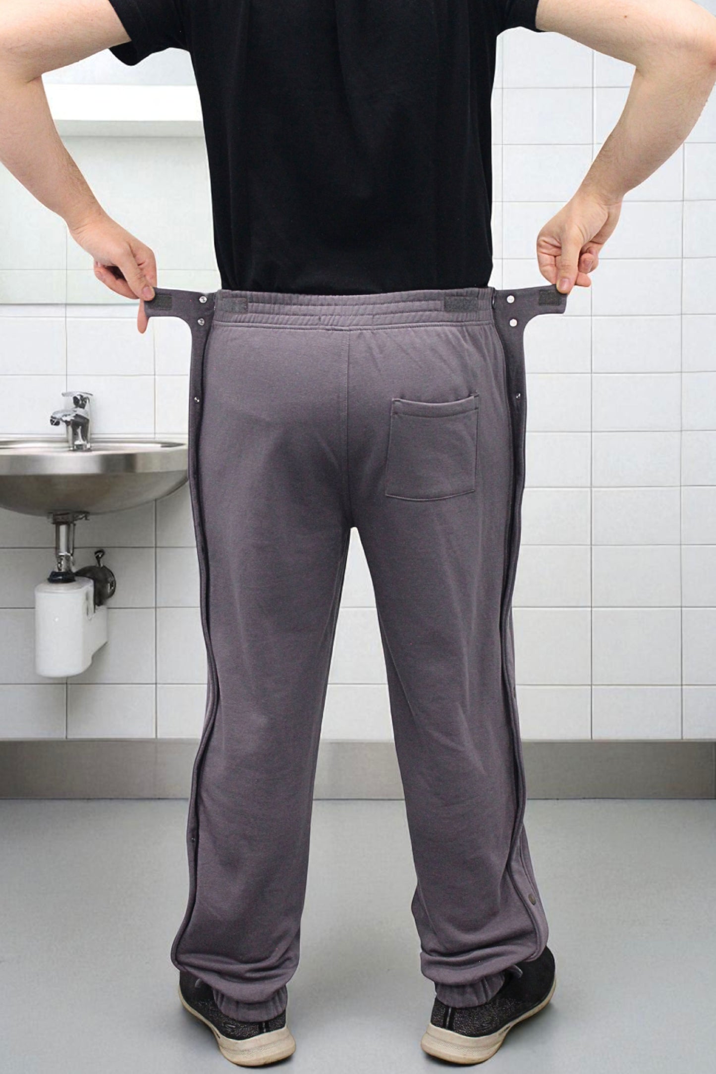Adaptive Kids Jogger Sweatpants, Adjustable Elastic waist, Full Side Zipper for Easy Undressing