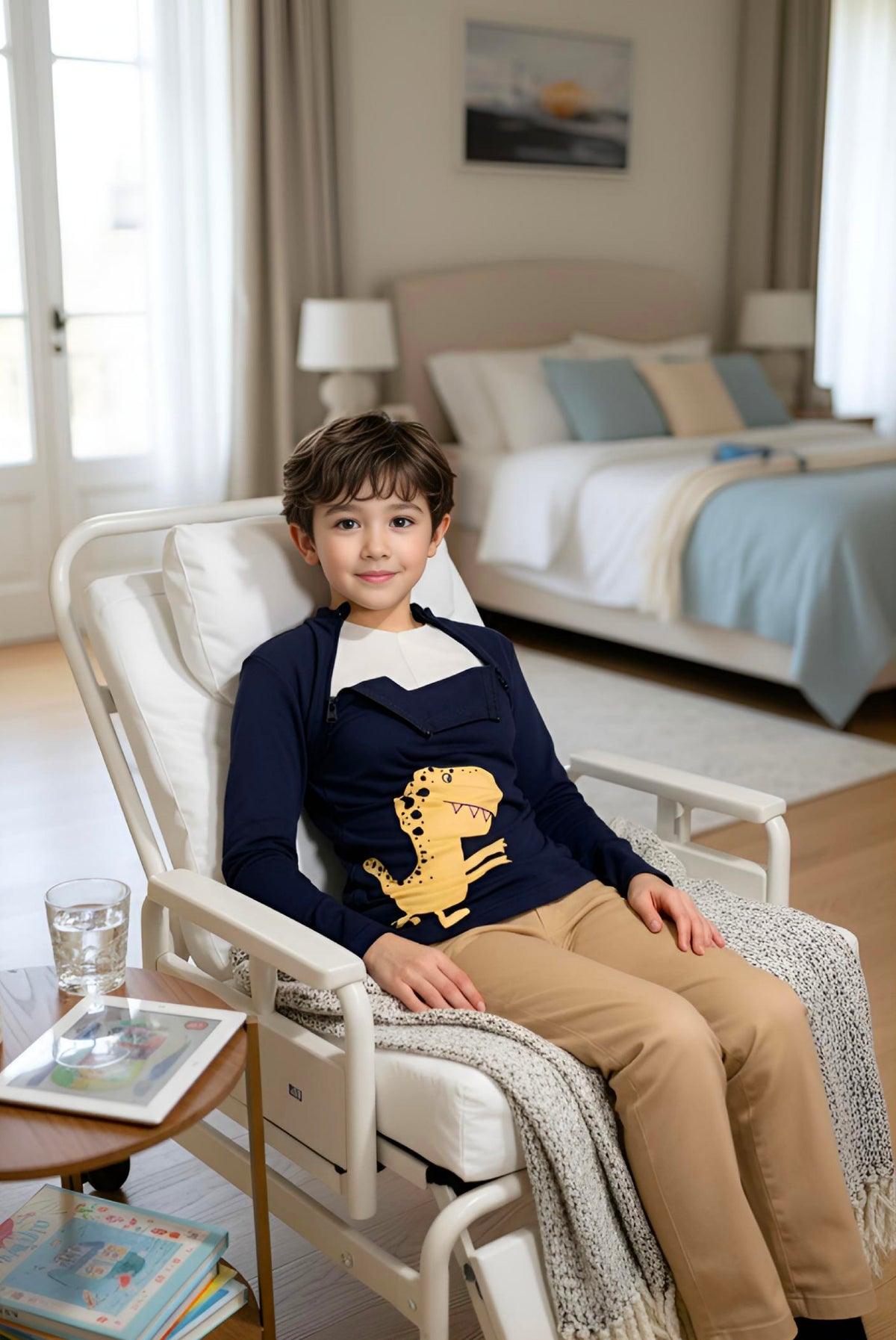 Adaptive Clothing: Dragon Print Kids’ Top with Two Front Neck Zippers
