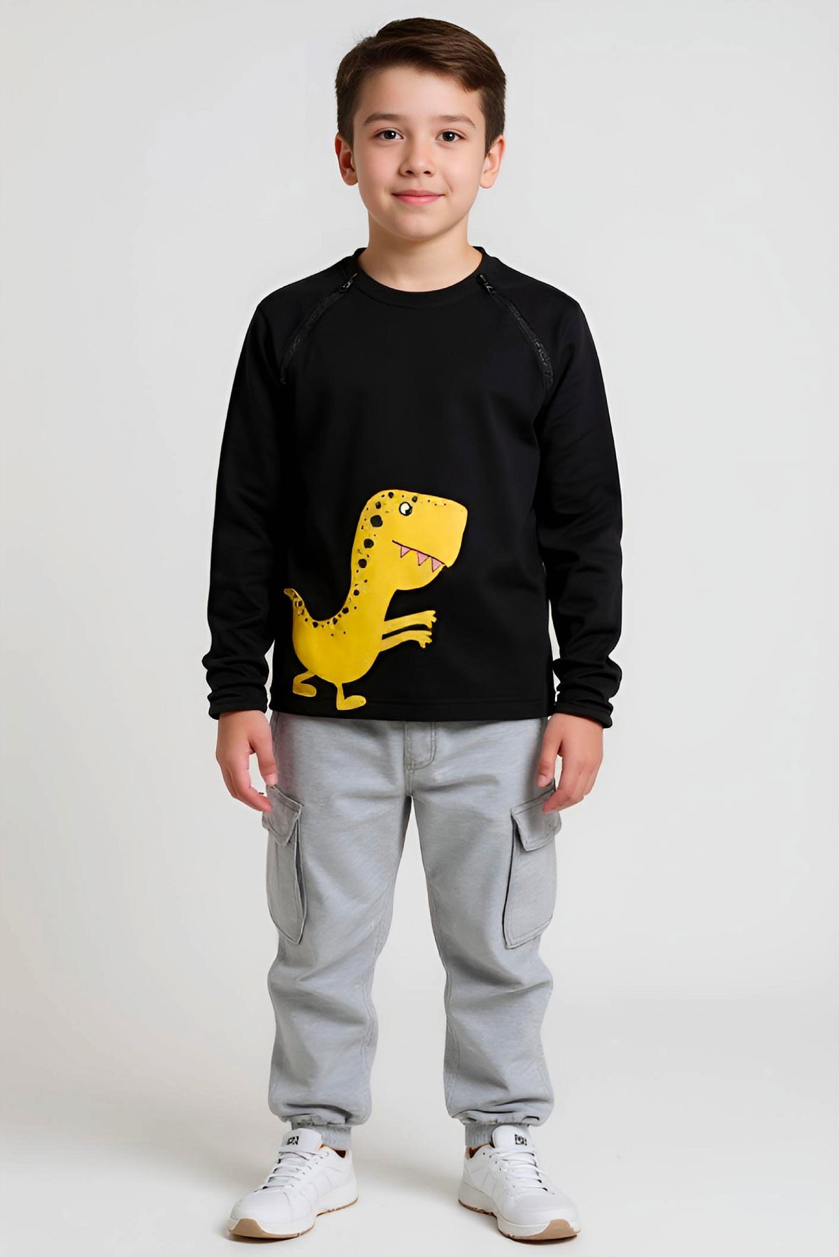 Adaptive Clothing: Dragon Print Kids’ Top with Two Front Neck Zippers