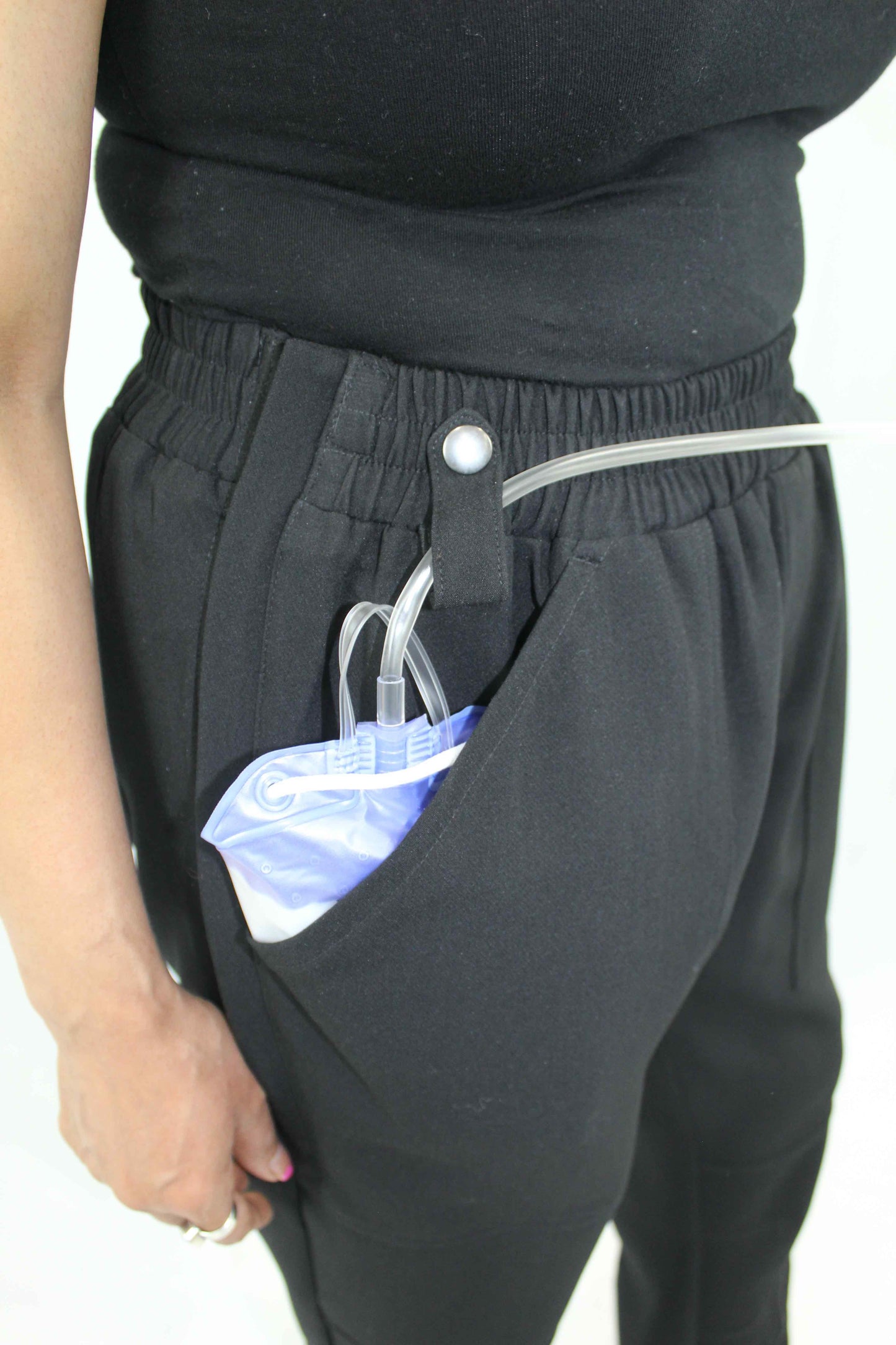 Women's Adaptive Clothing: Stretch Trousers Pant, Full Elastic Waistband, Side Zippers for Easy Undressing