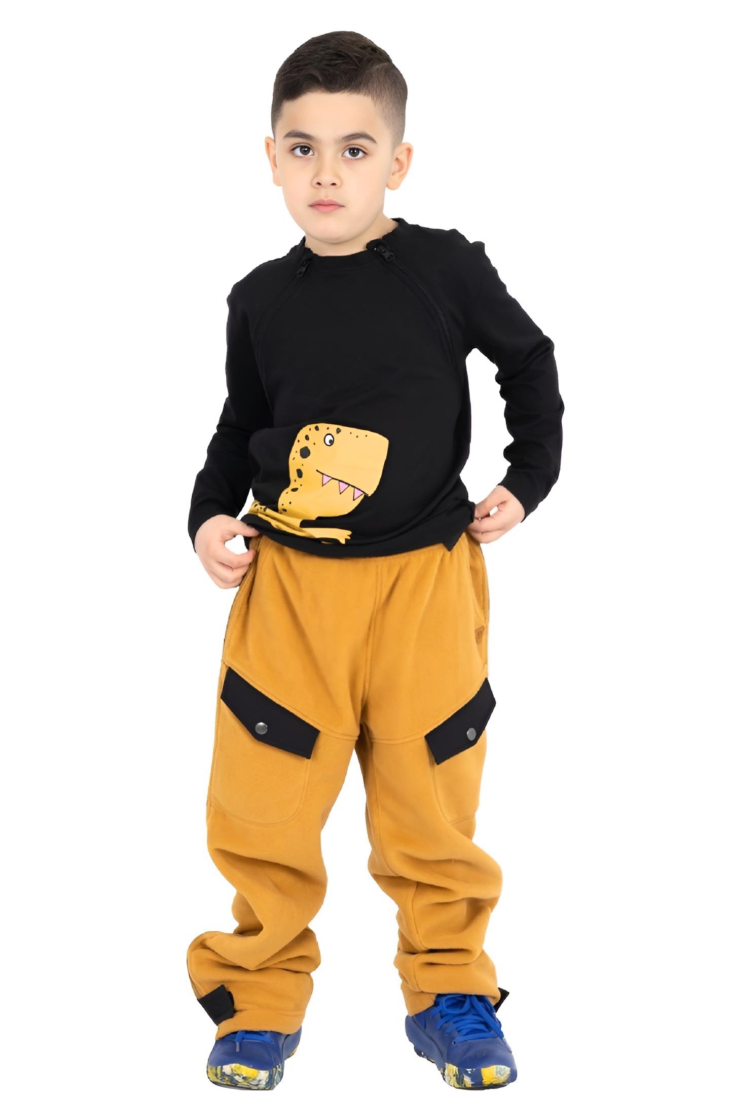 Adaptive Kids Polar Pants: Adjustable Waist, Full Side Zipper for Easy Undressing