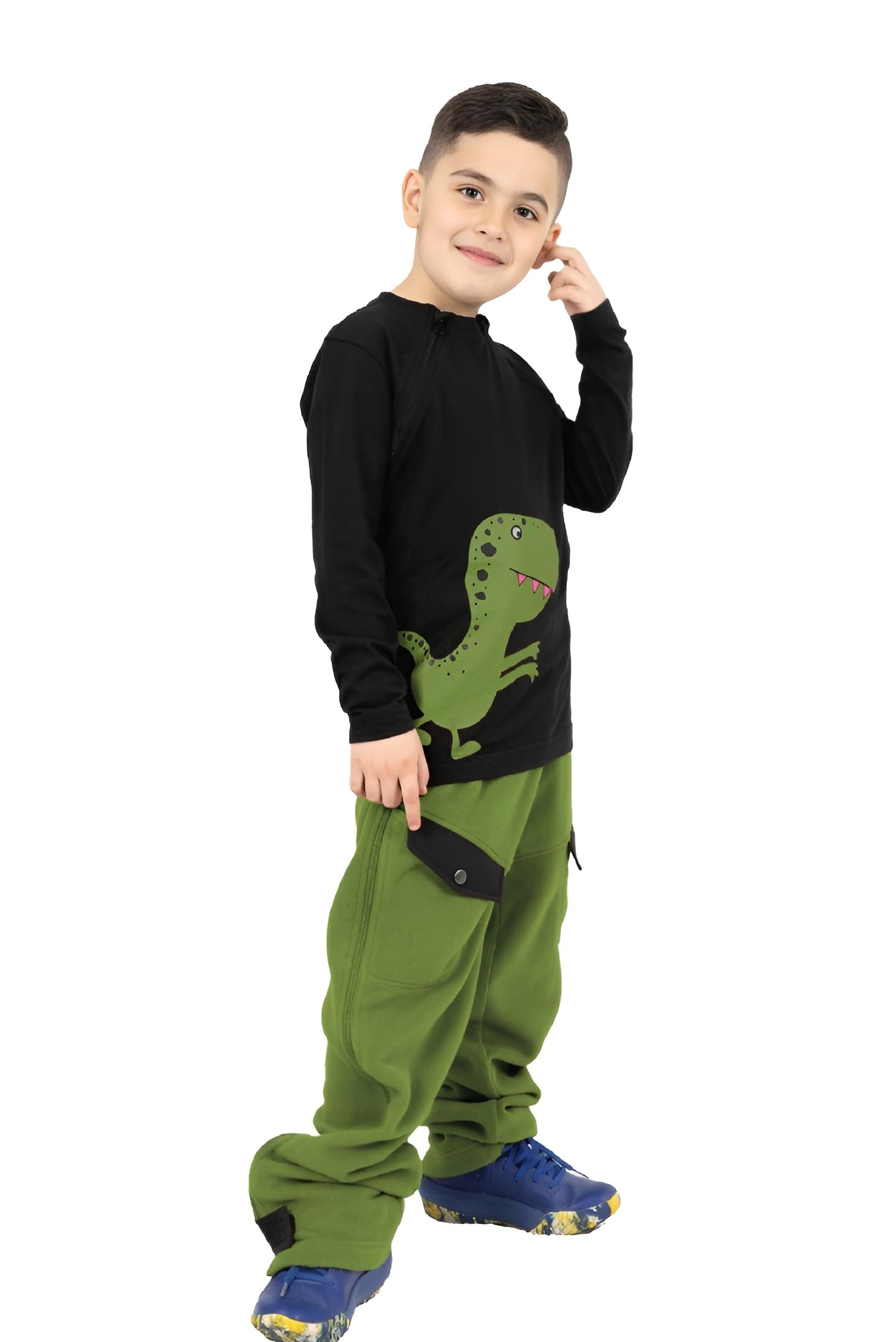 Adaptive Kids Polar Pants: Adjustable Waist, Full Side Zipper for Easy Undressing