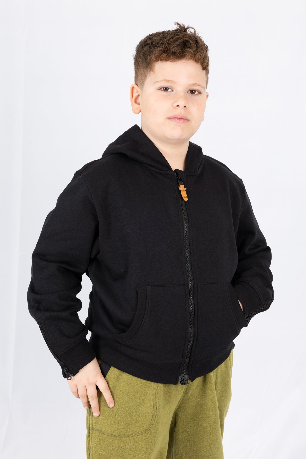 Adaptive Kids Hoodie: Front Magnetic Zipper and Easy-Undressing Sleeves