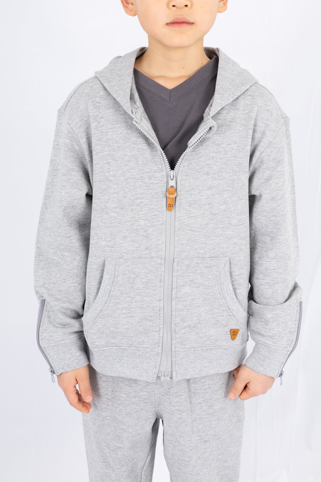 Adaptive Kids Hoodie: Front Magnetic Zipper and Easy-Undressing Sleeves