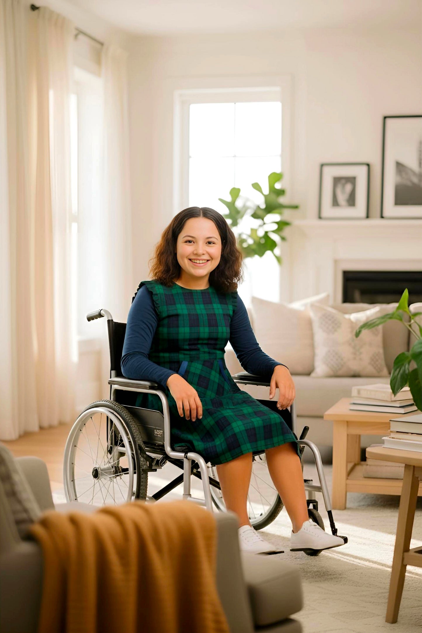 Adaptive Kids Stretch Dress: Back Zipper, Cargo Pocket, Easy-Undressing Sleeves