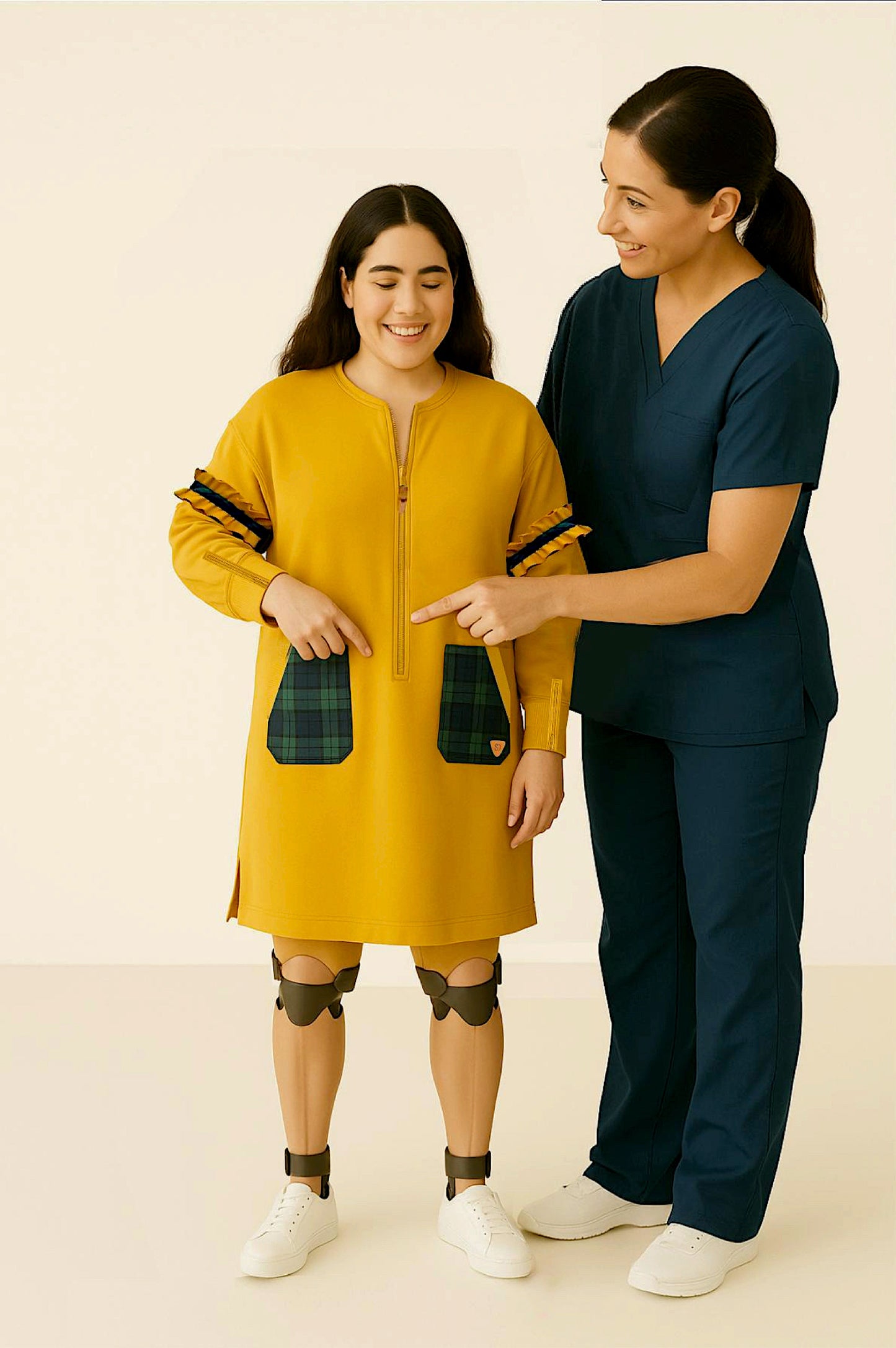 Adaptive Kids Fashion Dress: Front Long Zipper, Sleeve Easy Undressing