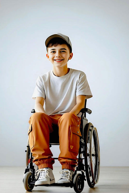 Adaptive Kids Cargo Joggers: Adjustable Elastic Waist & Side Zipper for Easy Undressing