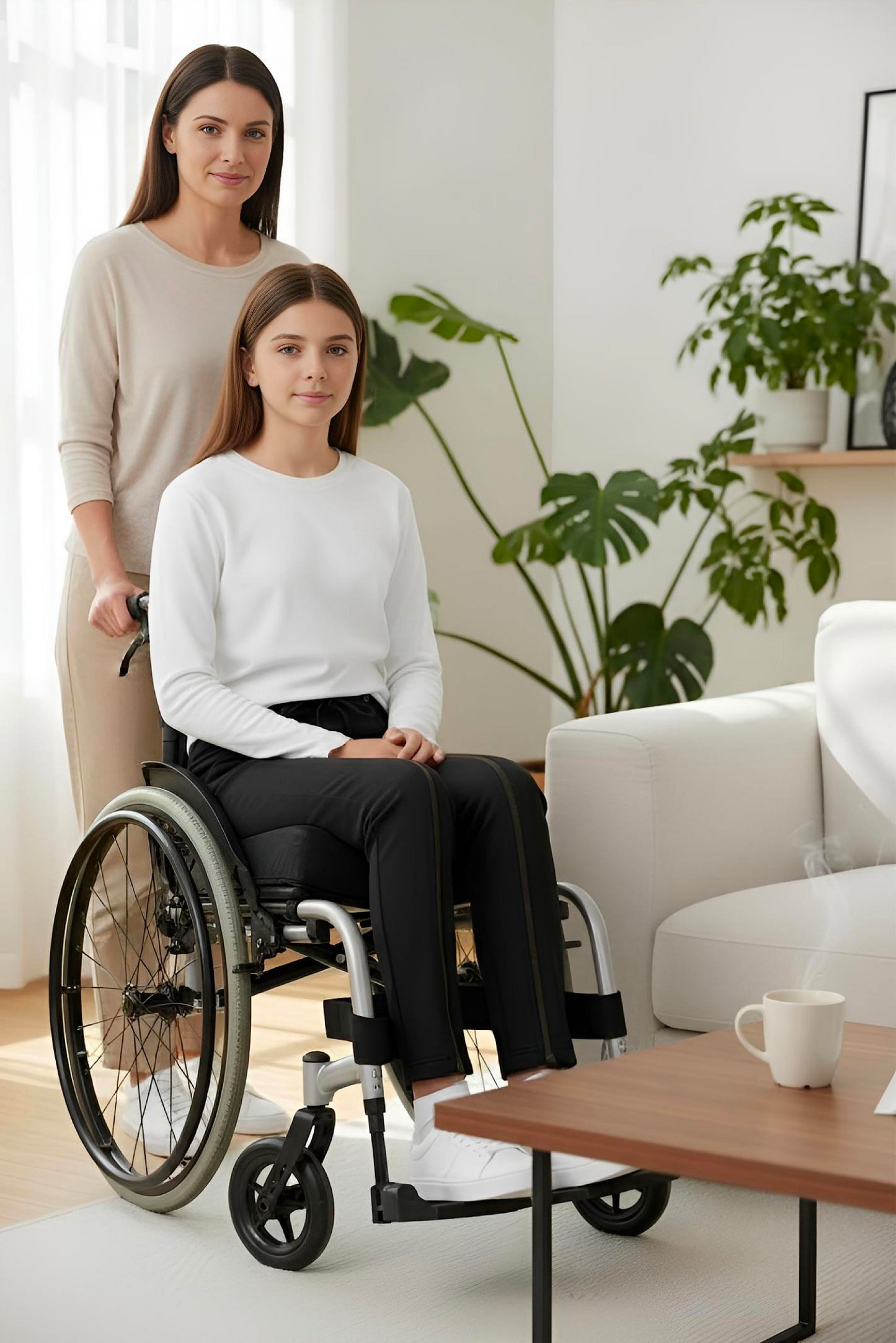 Adaptive Kids Sweatpants with Full-Leg Zippers for Easy Undressing