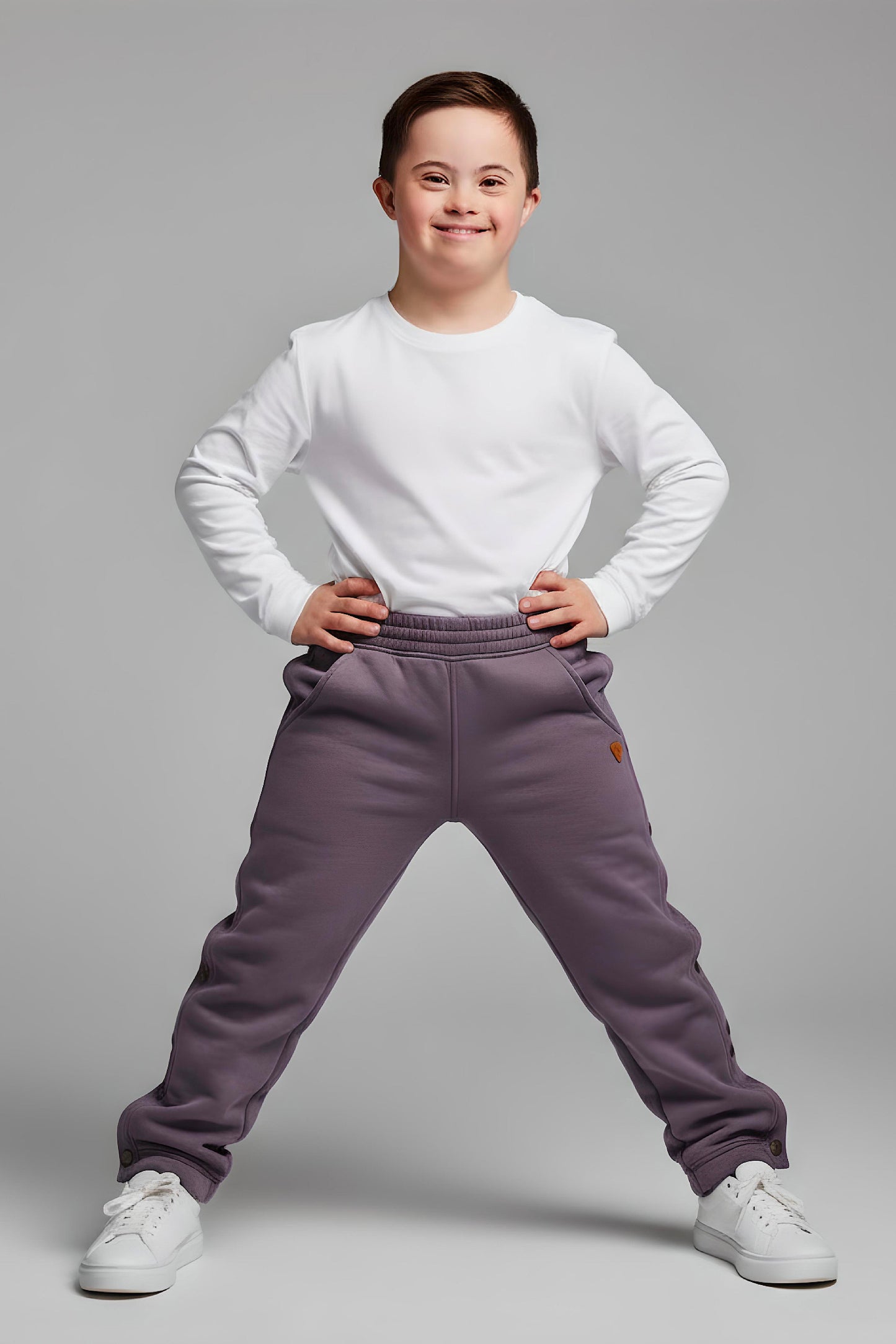 Adaptive Kids Jogger Sweatpants, Adjustable Elastic waist, Full Side Zipper for Easy Undressing