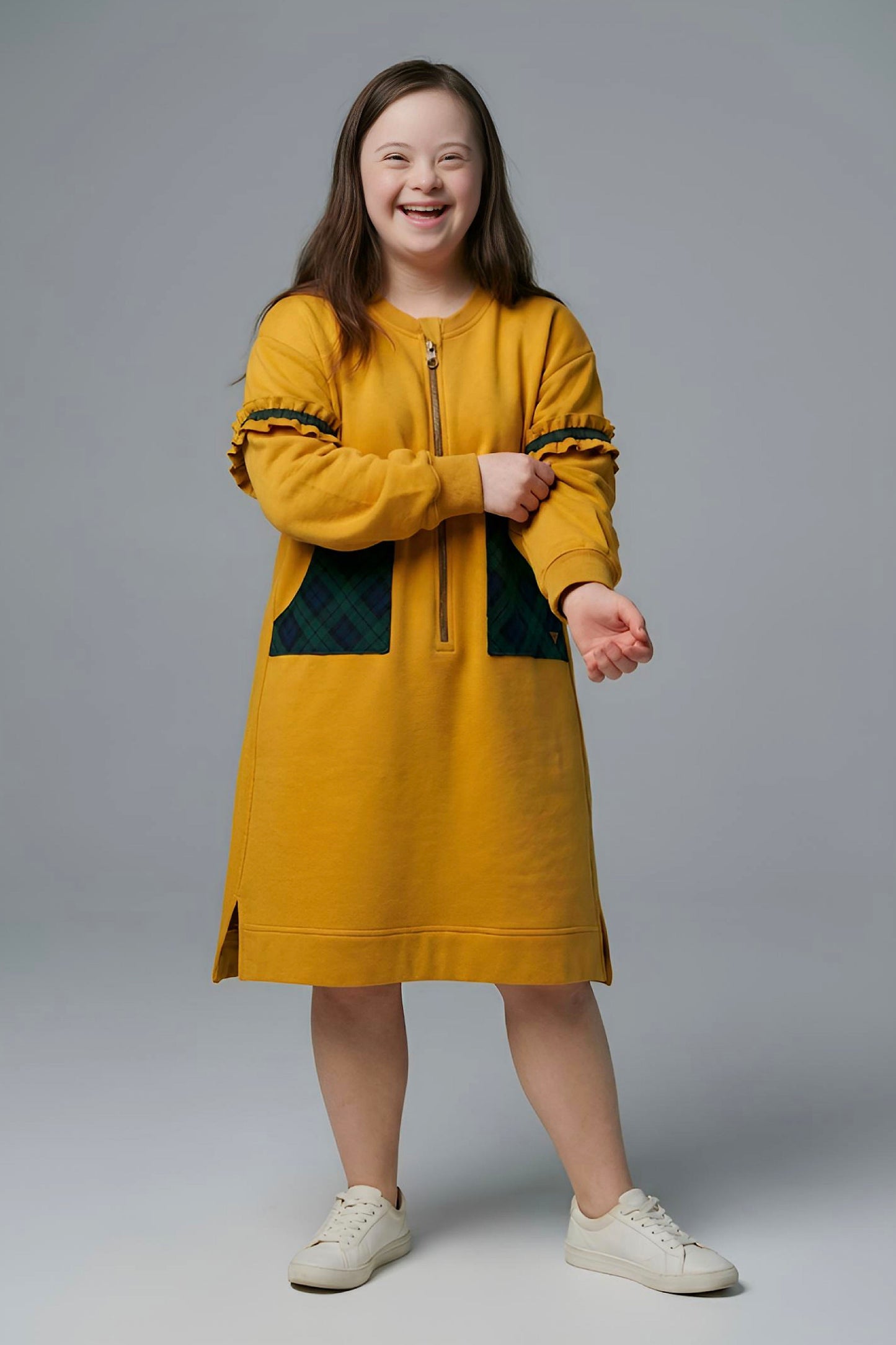 Adaptive Kids Fashion Dress: Front Long Zipper, Sleeve Easy Undressing