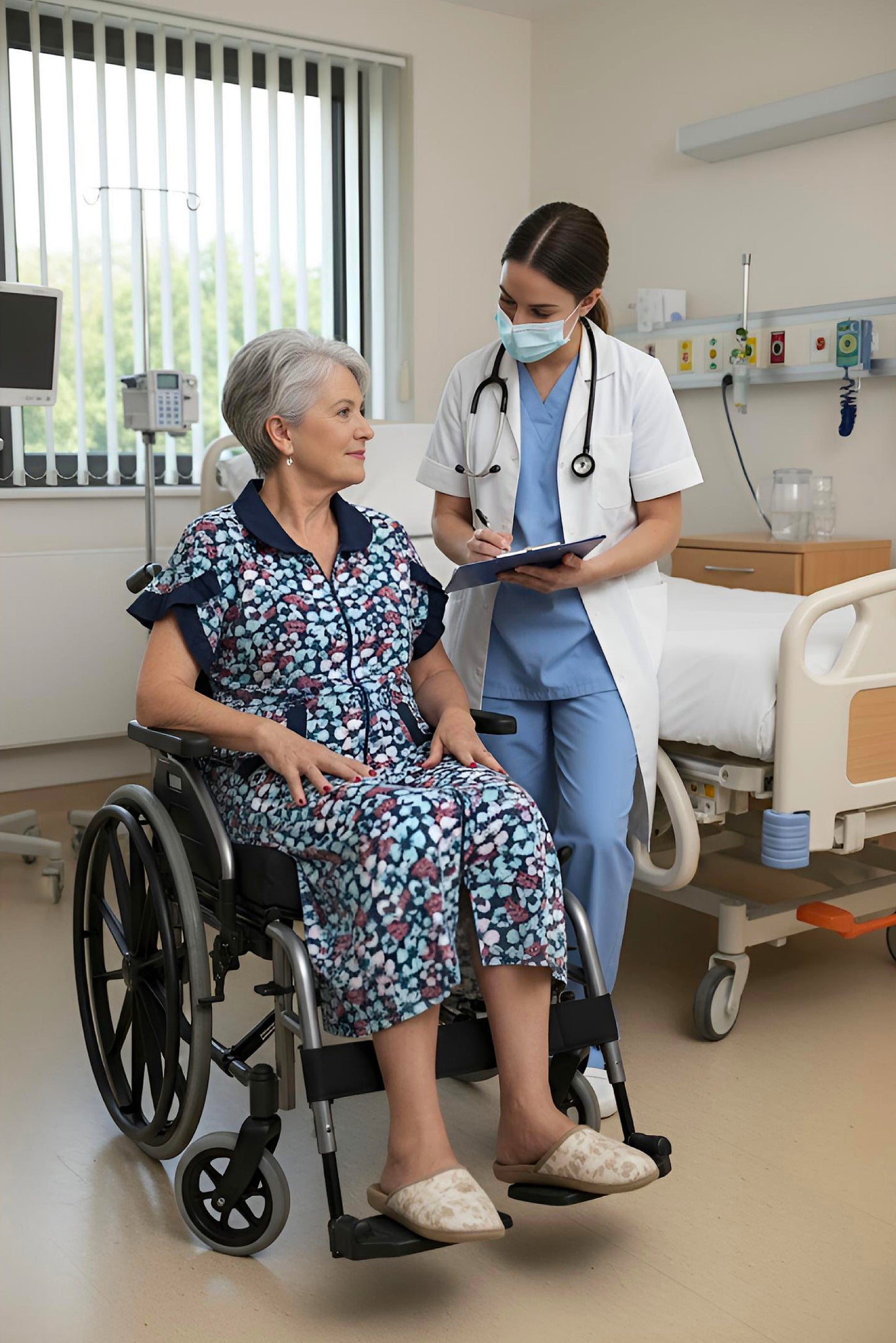 Adaptive Women's Dress Pyjamas: with Short Sleeve, Knee length, Practical, and Perfect for Peaceful Nights, Ideal for Adaptive or Medical Needs