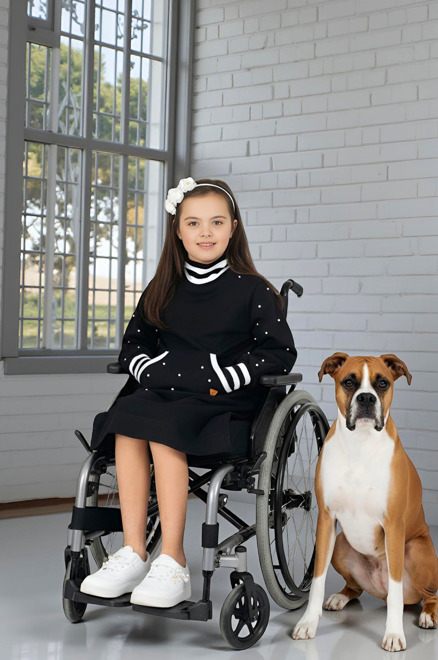 Adaptive Kids Classic Dress: Back Zipper, Front Cargo Pocket, Easy-Undressing Sleeves