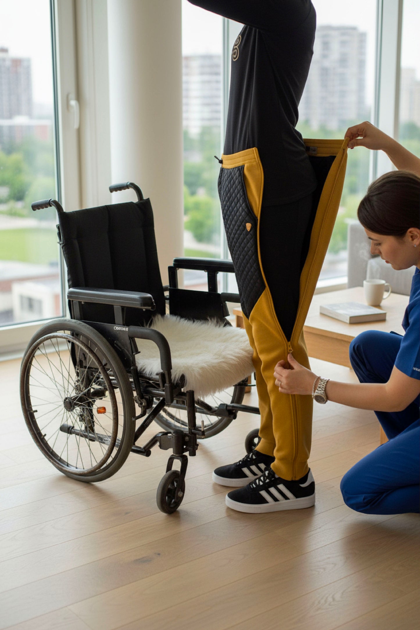 Adaptive Kids Pants with Elastic Waist & Full Side Zipper for Easy Undressing