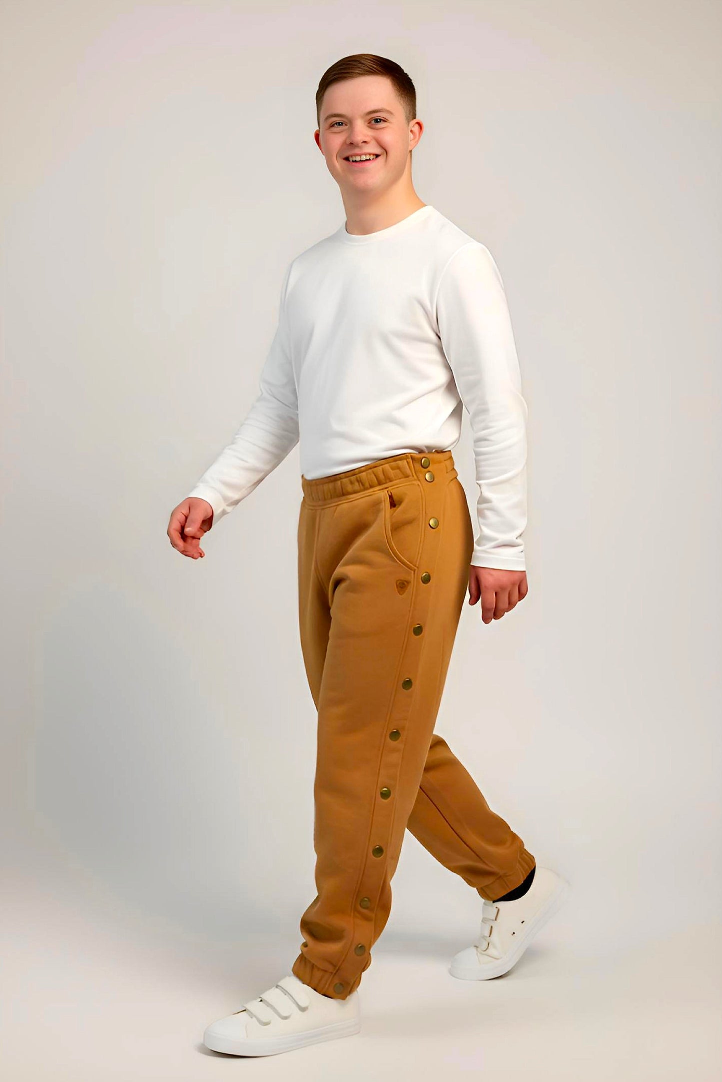 Adaptive Kids Jogger Sweatpants, Adjustable Elastic waist, Full Side Zipper for Easy Undressing