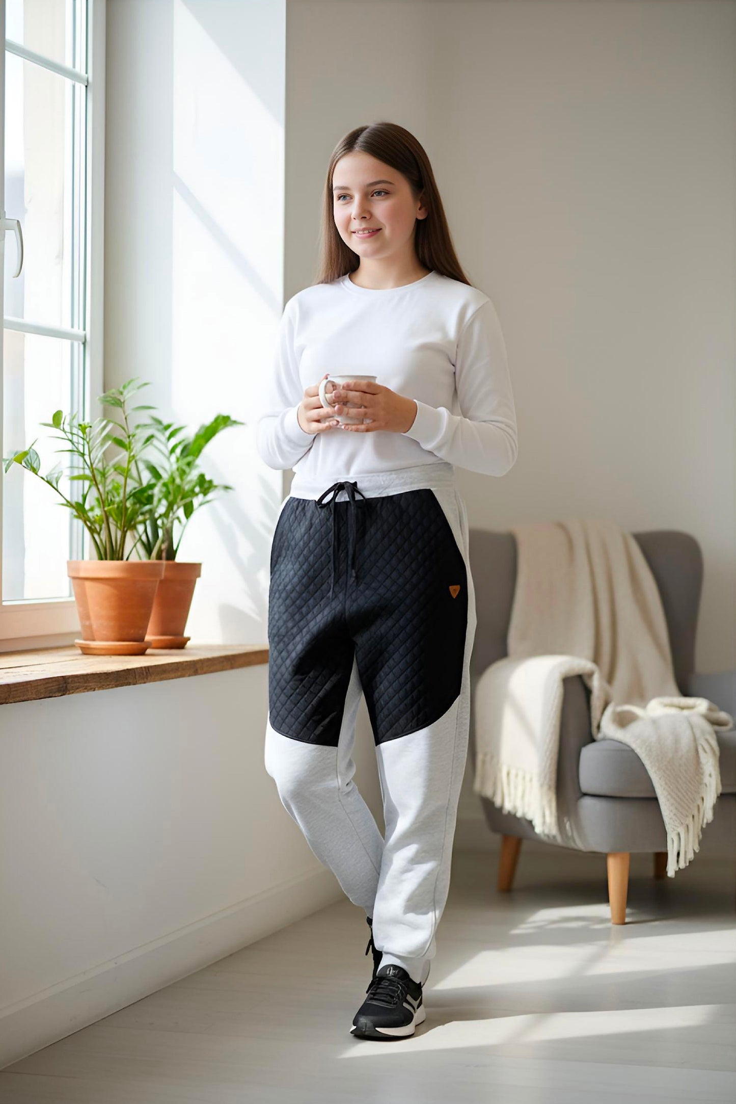 Adaptive Kids Pants with Elastic Waist & Full Side Zipper for Easy Undressing