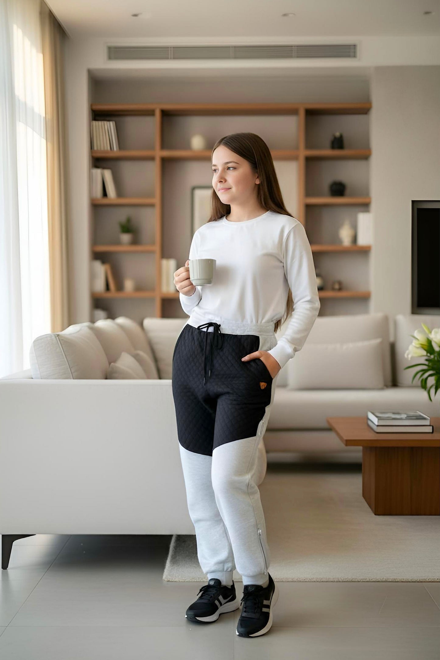 Adaptive Kids Pants with Elastic Waist & Full Side Zipper for Easy Undressing