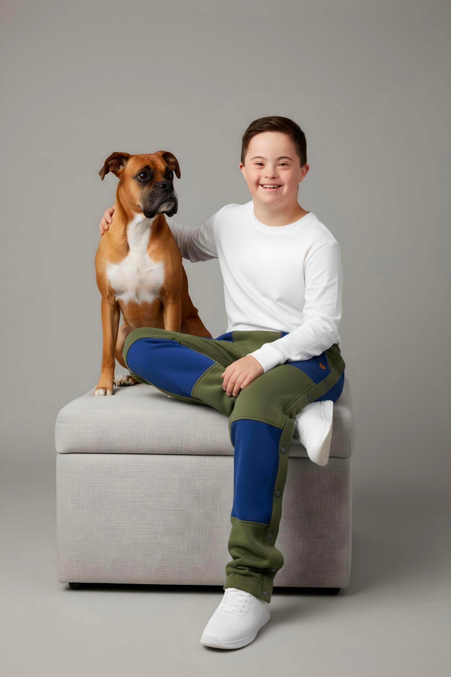 Adaptive Kids Jogger Pants: Adjustable Elastic Waist, Full Side Zipper for Easy Undressing