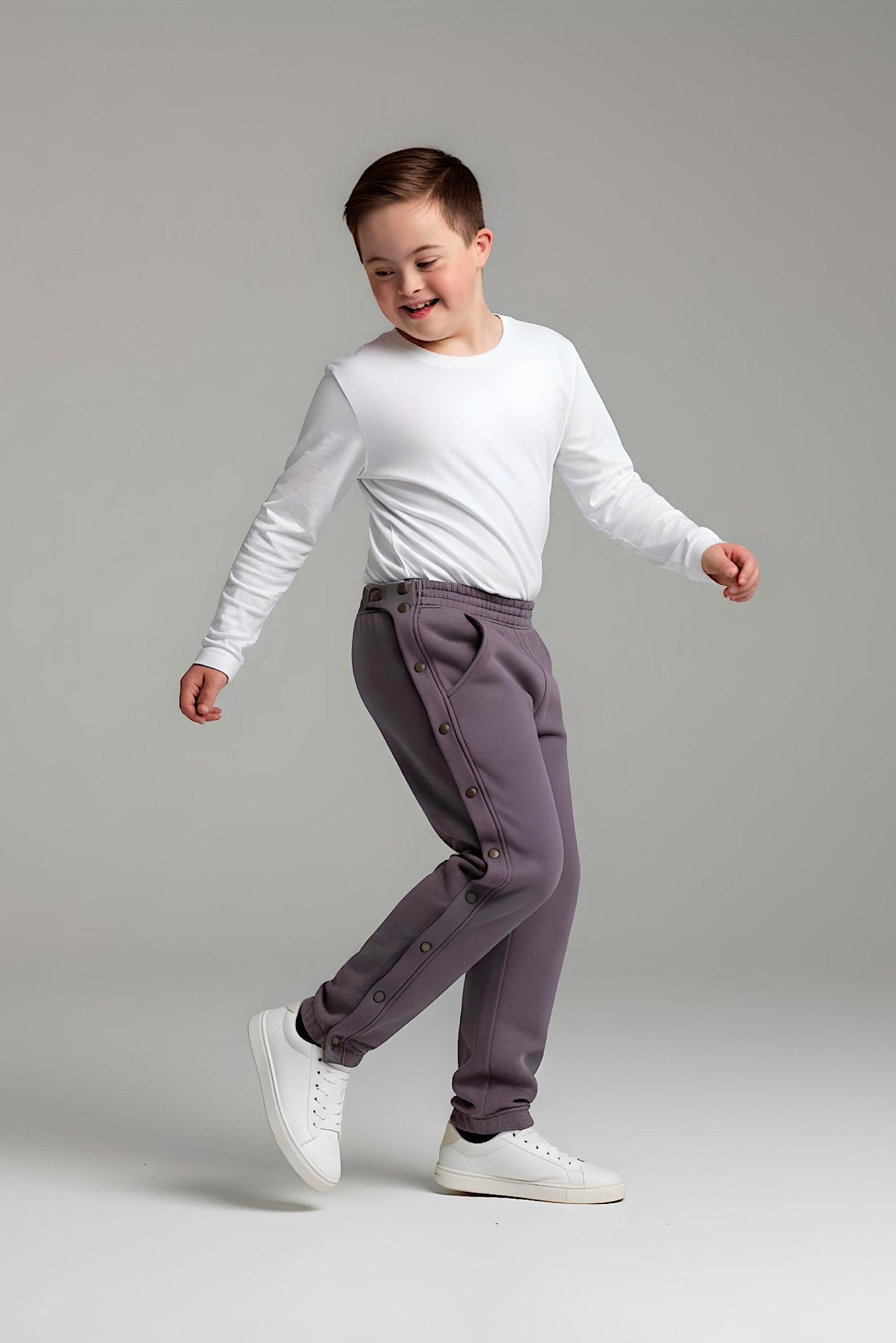 Adaptive Kids Jogger Sweatpants, Adjustable Elastic waist, Full Side Zipper for Easy Undressing