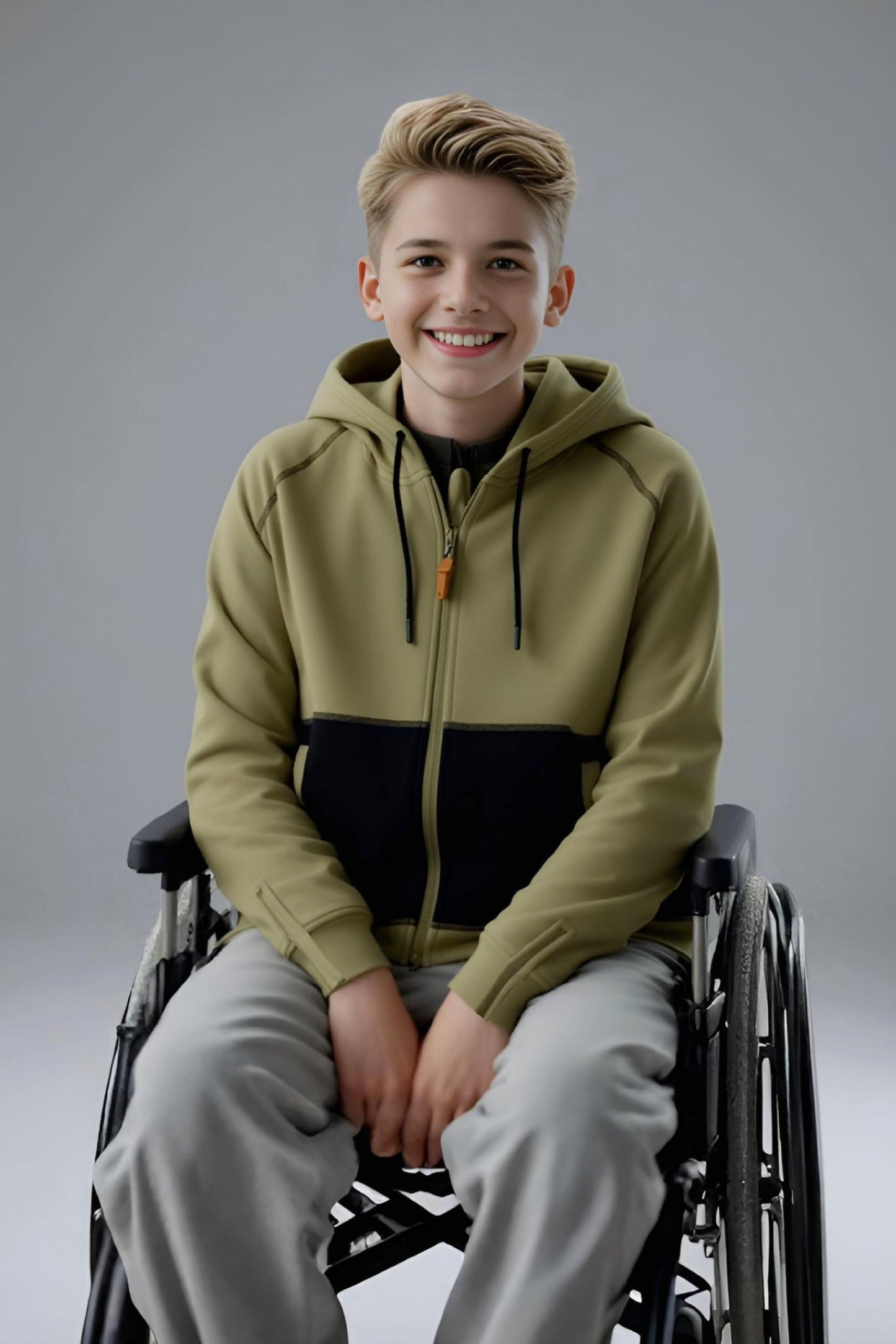 Adaptive Kids Hoodie with Magnetic Zipper & Easy-Undress Sleeves