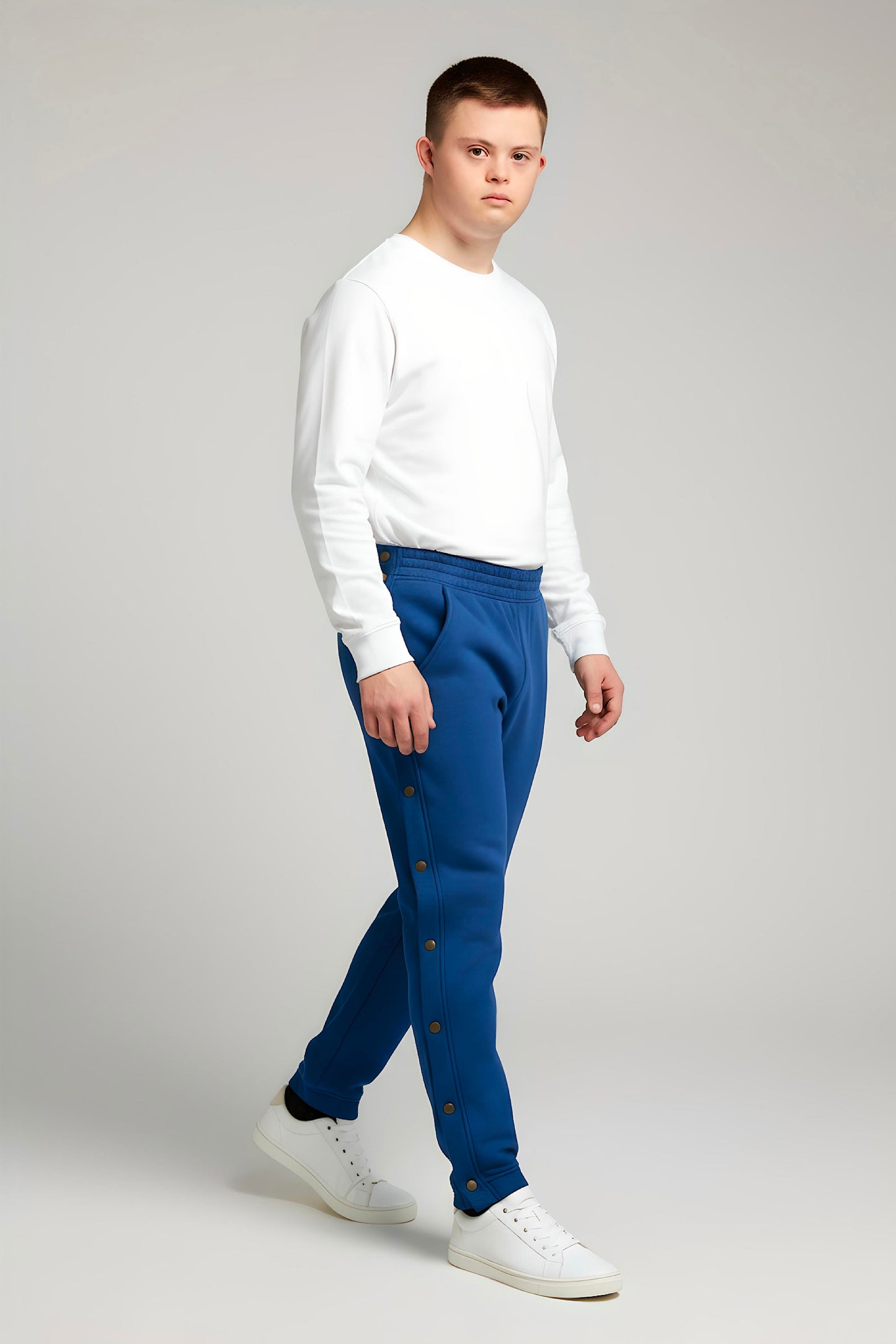 Adaptive Kids Jogger Sweatpants, Adjustable Elastic waist, Full Side Zipper for Easy Undressing