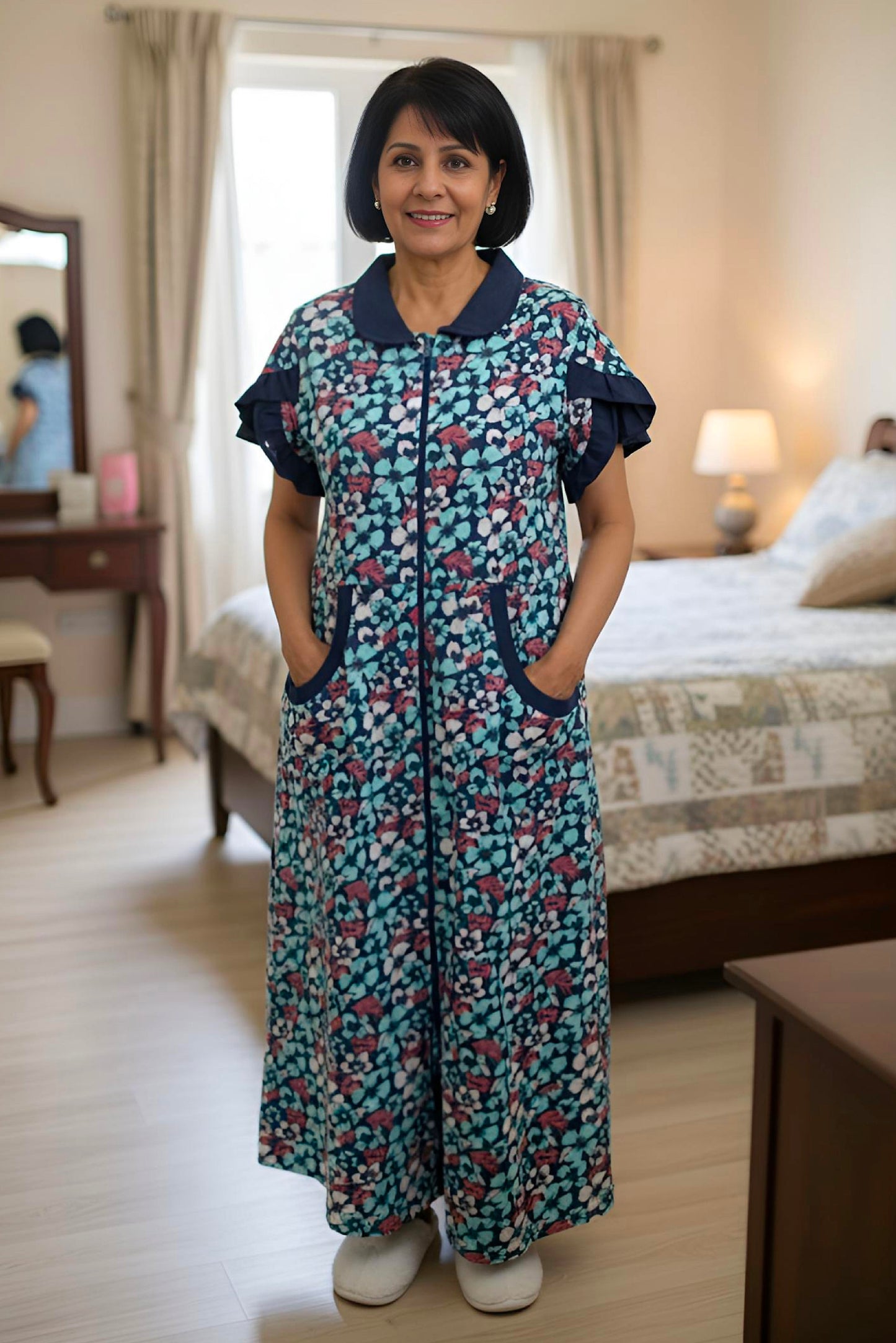 Adaptive Women's Long Pyjamas: with Short Sleeve, Stylish, Practical, and Perfect for Peaceful Nights, Ideal for Adaptive or Medical Needs