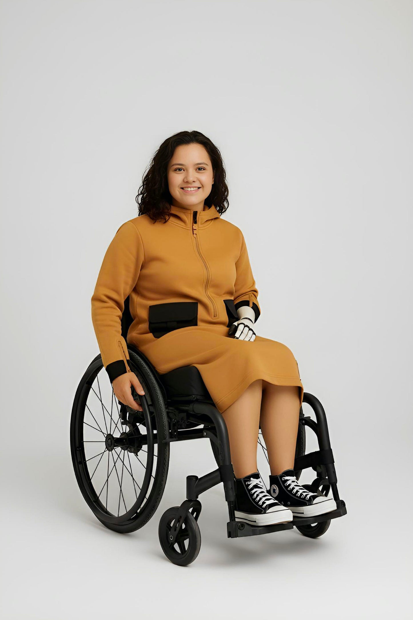 Adaptive Kids Hoodie Dress with Front Zipper & Easy-Undressing Sleeves