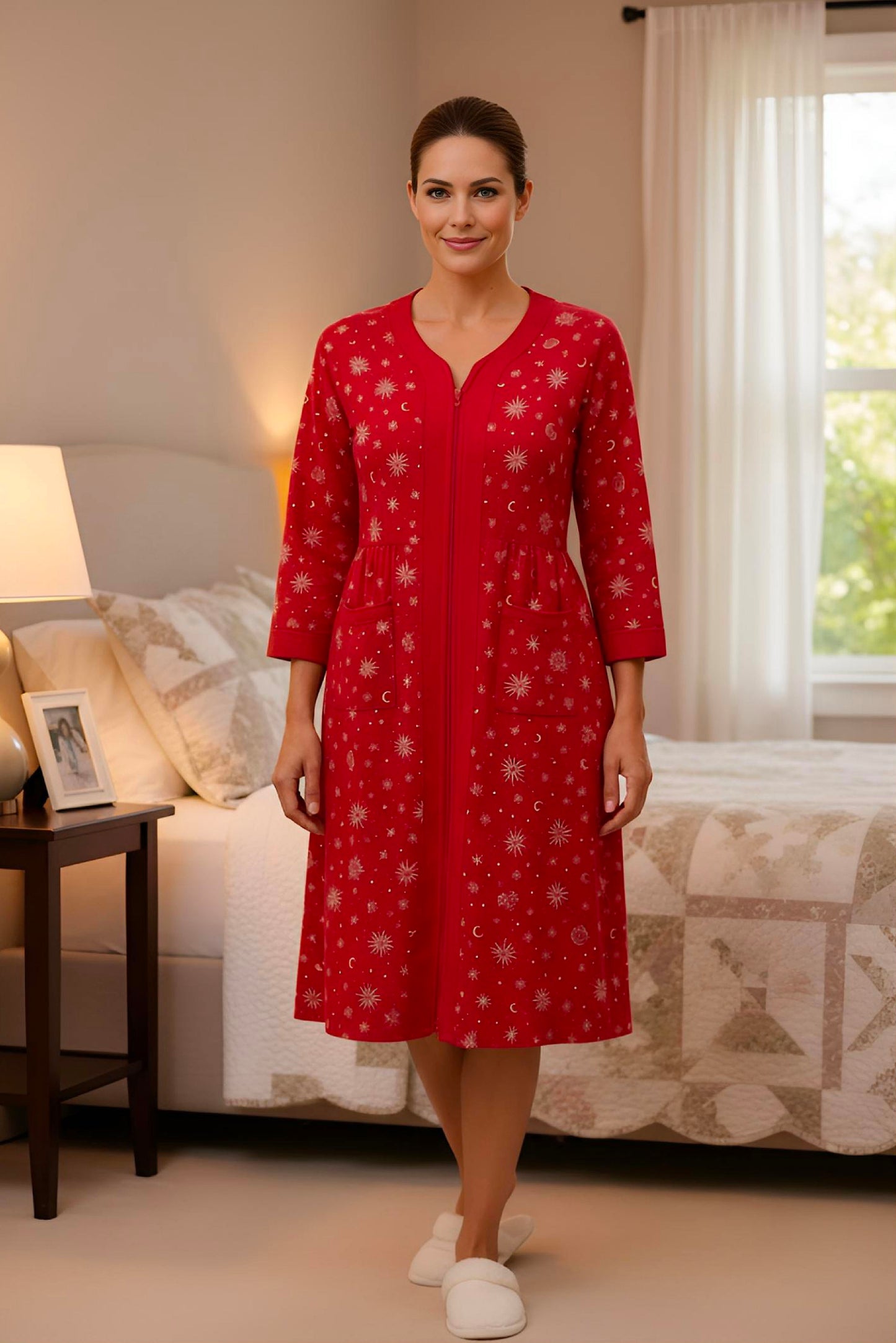 Adaptive Women's Dress Pyjamas: with Long Sleeve, Stylish, Practical, and Perfect for Peaceful Nights, Ideal for Adaptive or Medical Needs