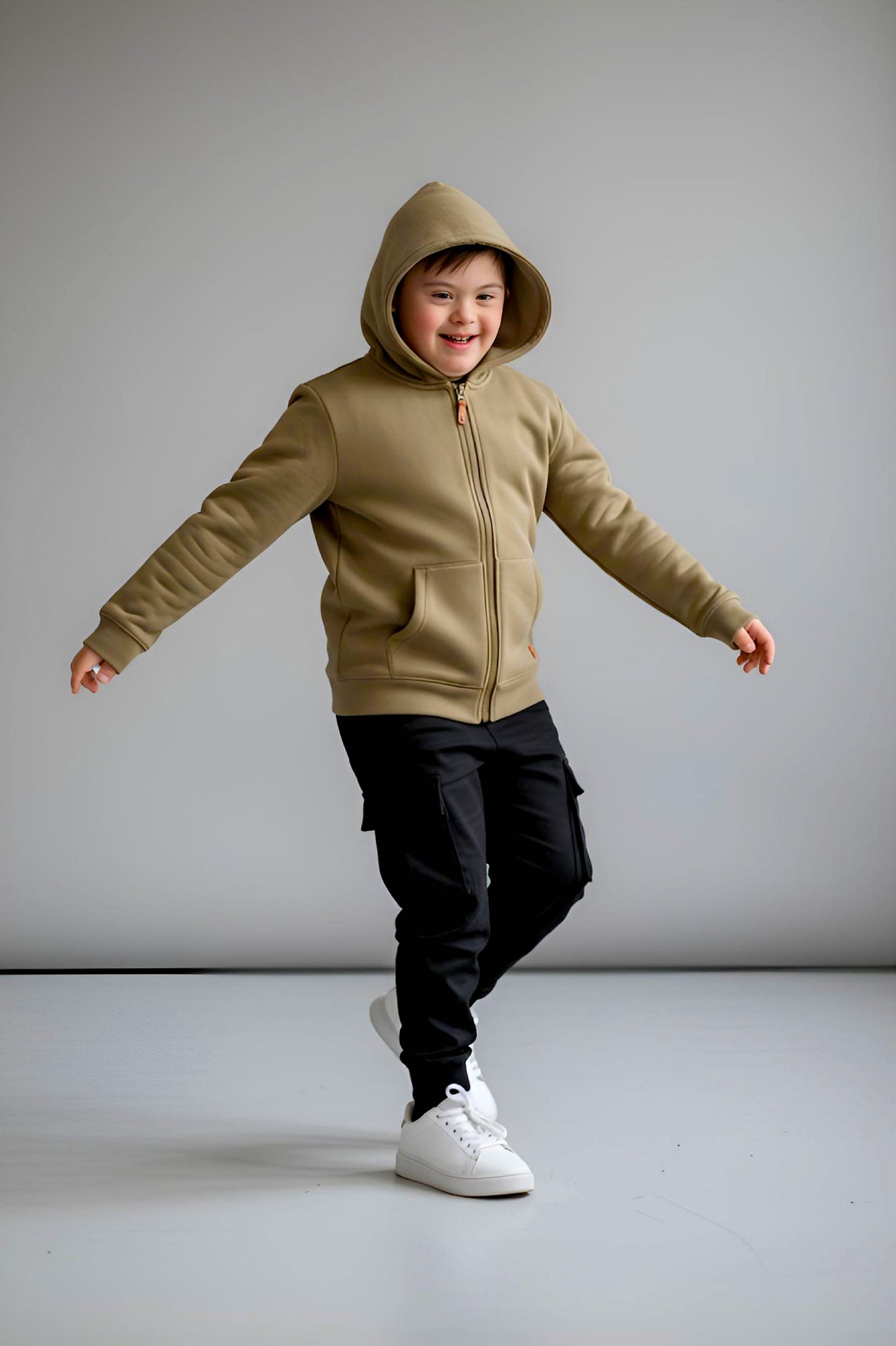 Adaptive Kids Hoodie: Front Magnetic Zipper and Easy-Undressing Sleeves