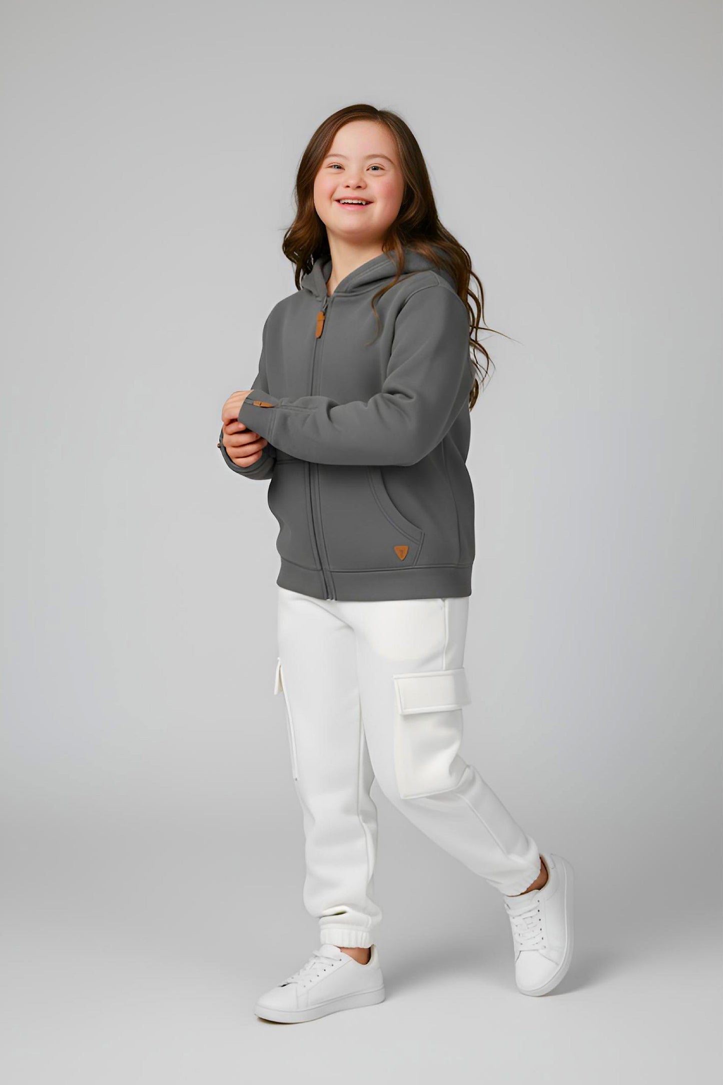Adaptive Kids Hoodie: Front Magnetic Zipper and Easy-Undressing Sleeves