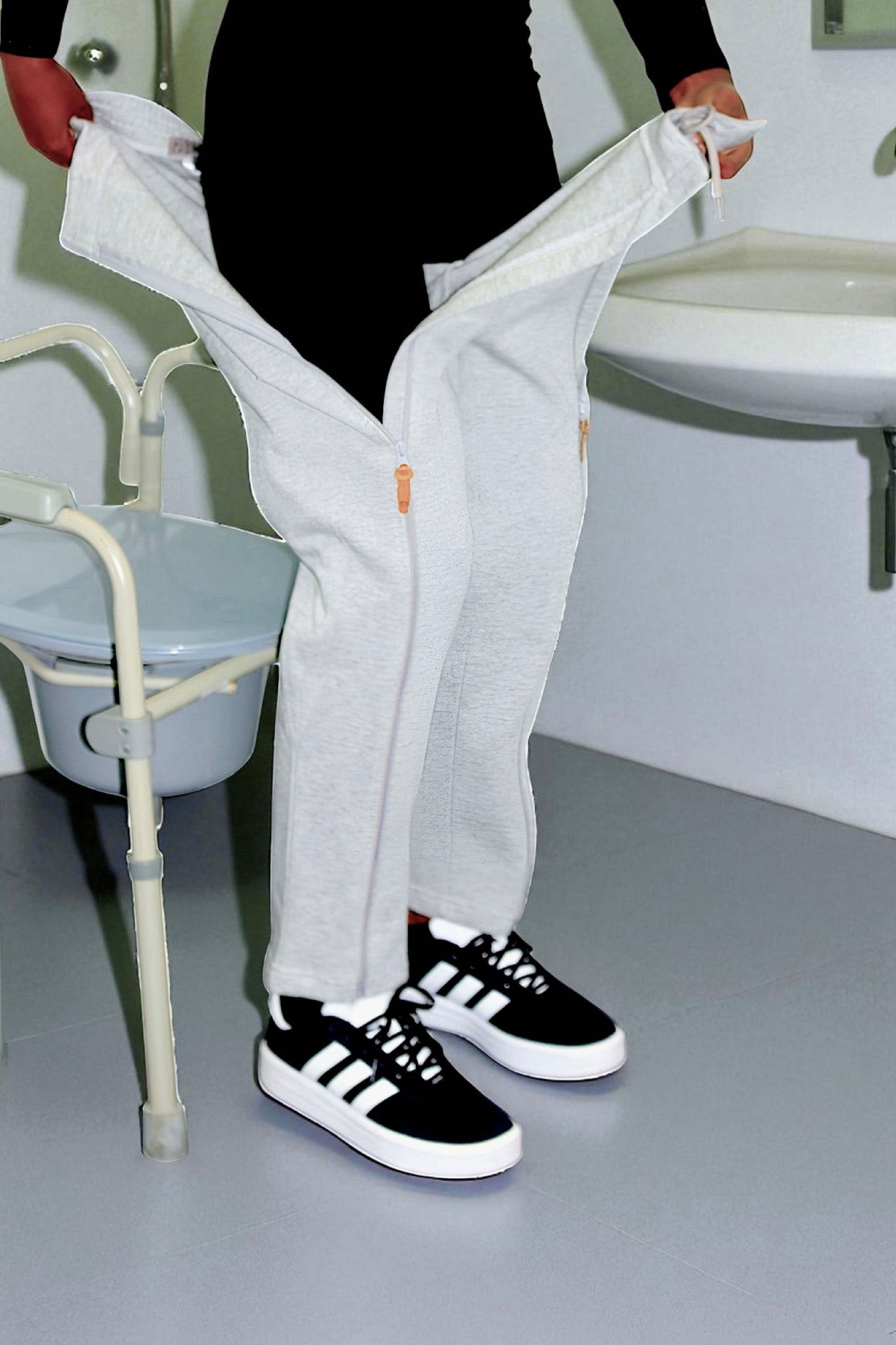 Adaptive Kids Sweatpants with Full-Leg Zippers for Easy Undressing