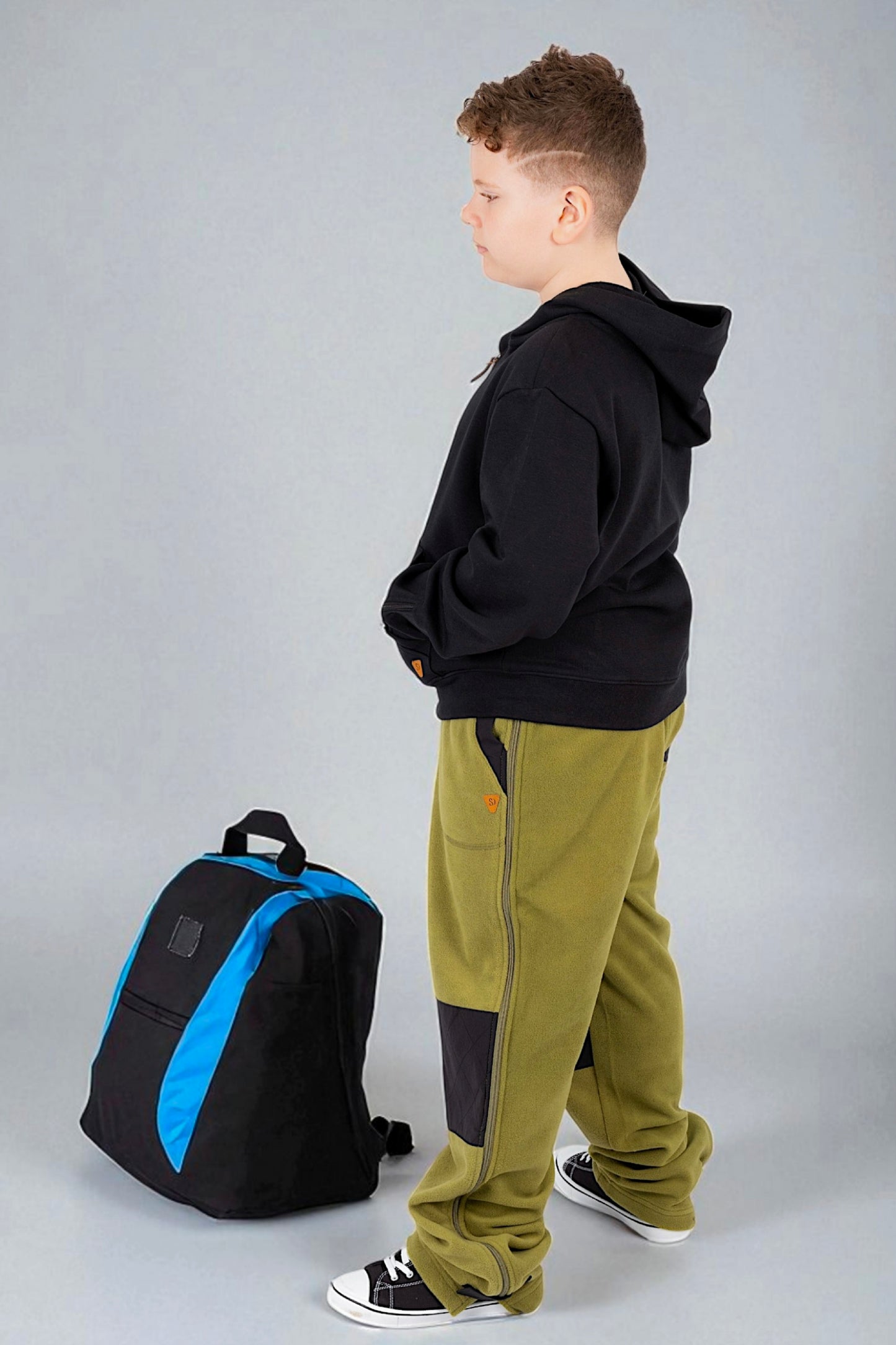 Adaptive Kids Polar Pants, Adjustable Waist, Knee Insert & Full Zipper for Easy Undressing