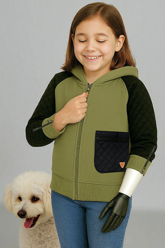 Adaptive Kids Hoodie, With Magnetic Zipper For Easy-Undressing, Fashion Sleeve & Pocket