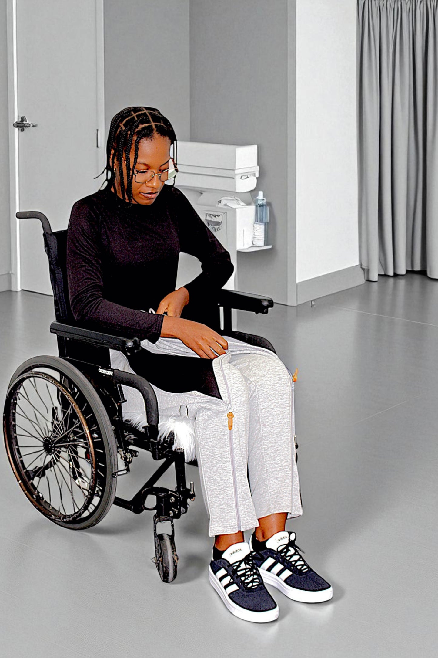 Adaptive Kids Sweatpants with Full-Leg Zippers for Easy Undressing