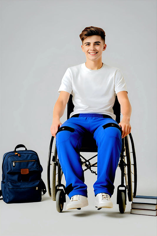 Adaptive Kids Polar Pants: Adjustable Waist, Full Side Zipper for Easy Undressing