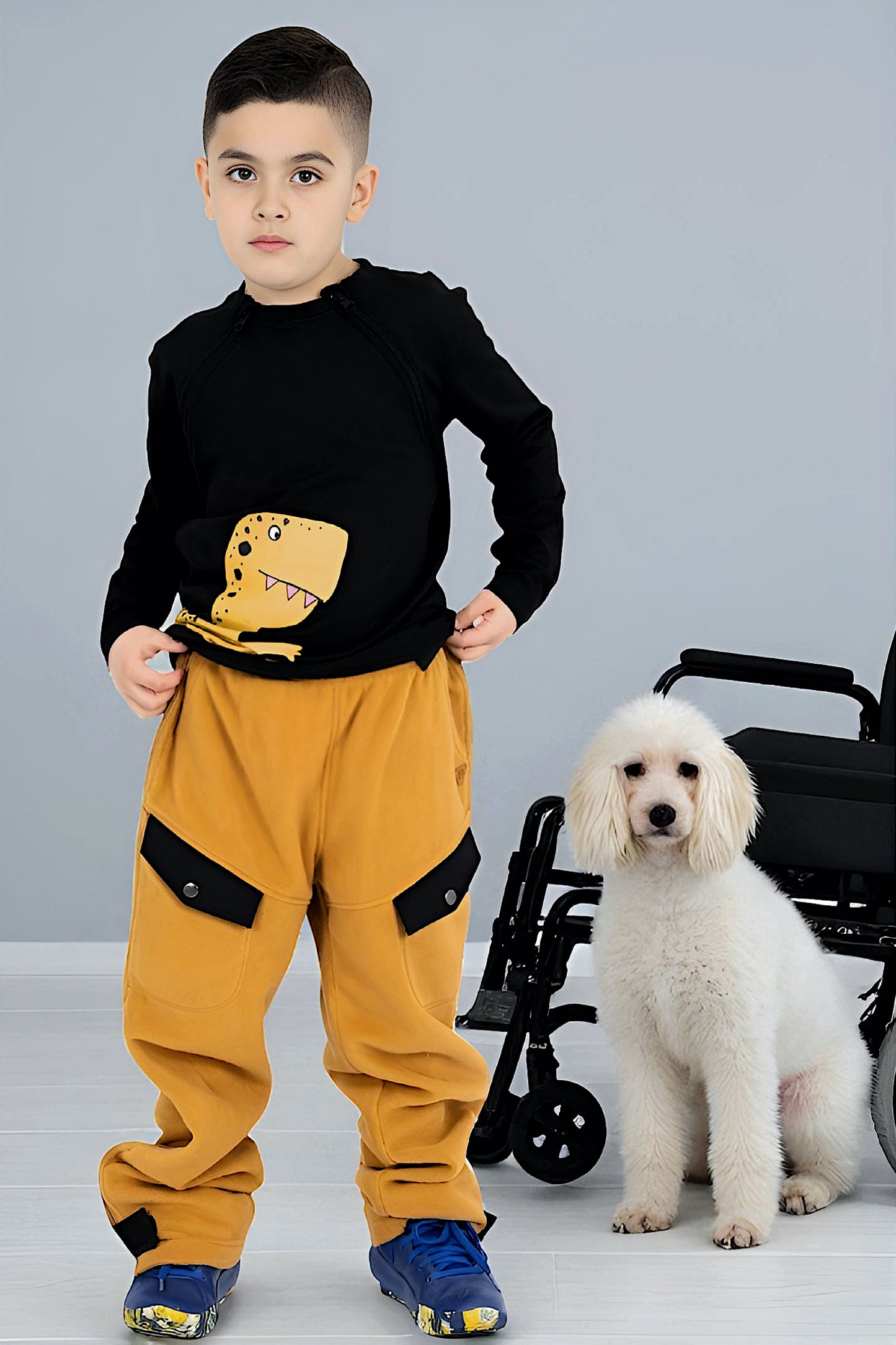 Adaptive Kids Polar Pants: Adjustable Waist, Full Side Zipper for Easy Undressing