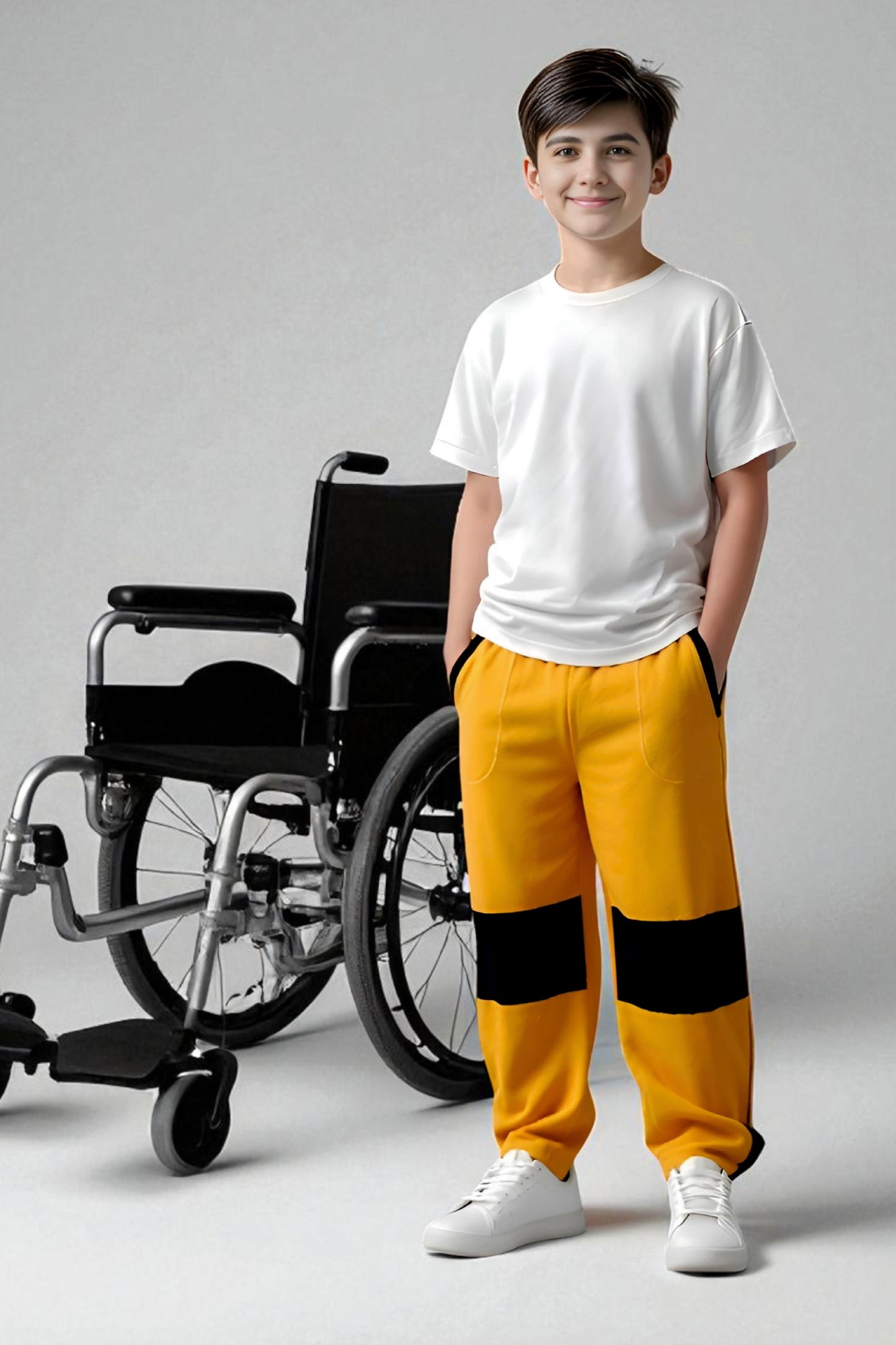 Adaptive Kids Polar Pants, Adjustable Waist, Knee Insert & Full Zipper for Easy Undressing