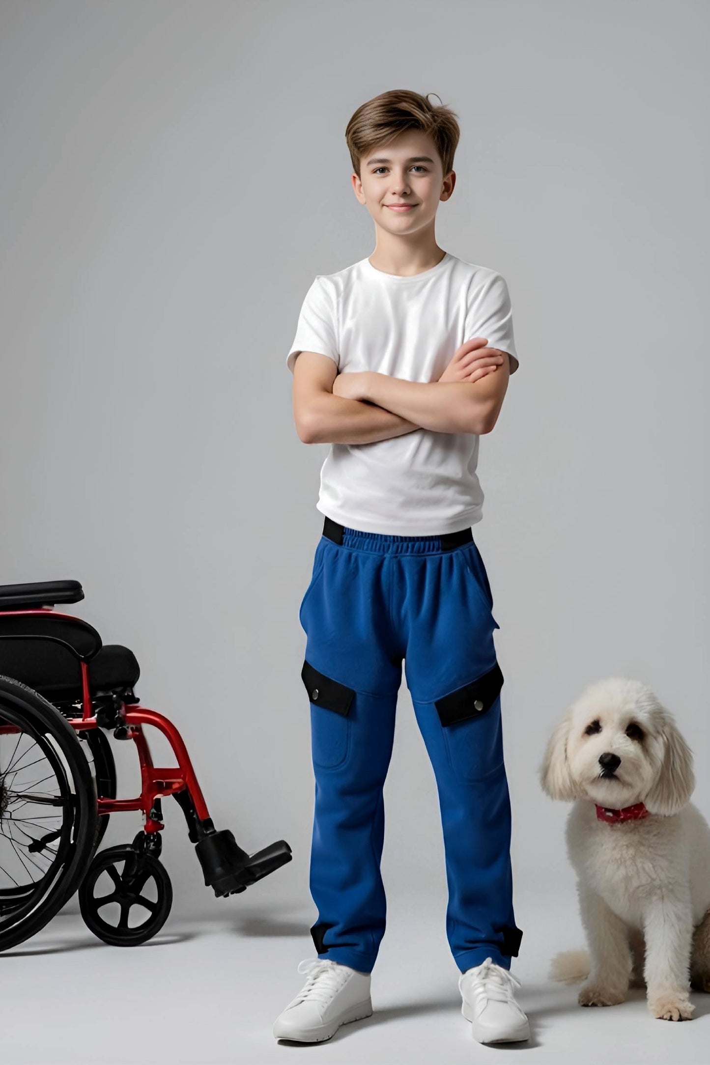 Adaptive Kids Polar Pants: Adjustable Waist, Full Side Zipper for Easy Undressing