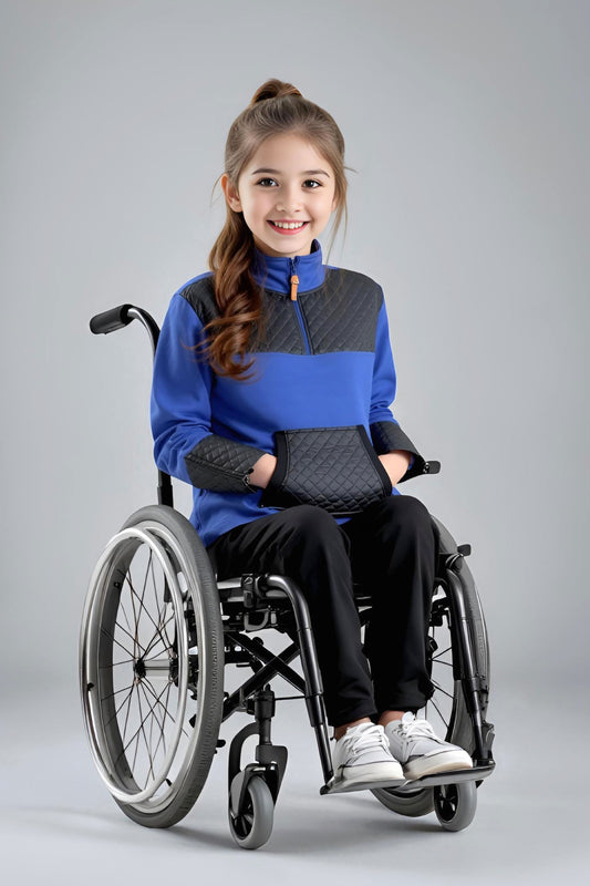 Adaptive Kids Jacket: Front Zipper, Back Flip-Flap Velcro, Easy-Undressing Sleeves