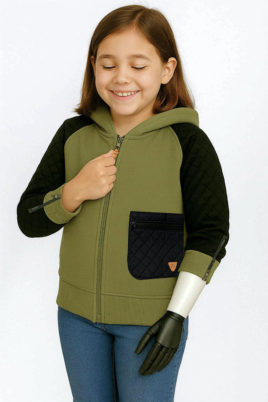 Adaptive Kids Hoodie, With Magnetic Zipper For Easy-Undressing, Fashion Sleeve & Pocket