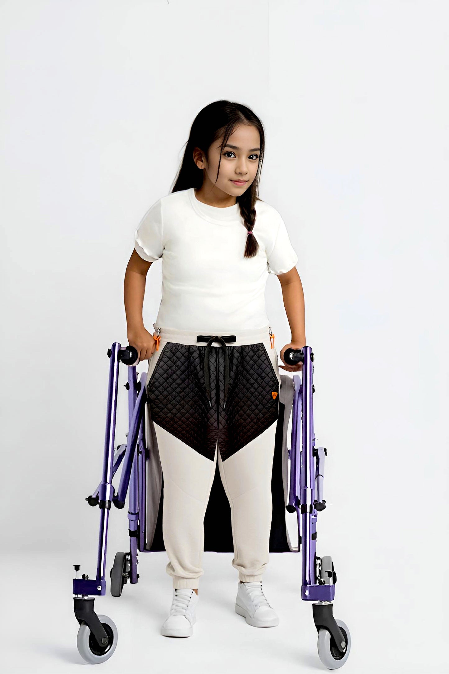 Adaptive Kids Pants with Elastic Waist & Full Side Zipper for Easy Undressing