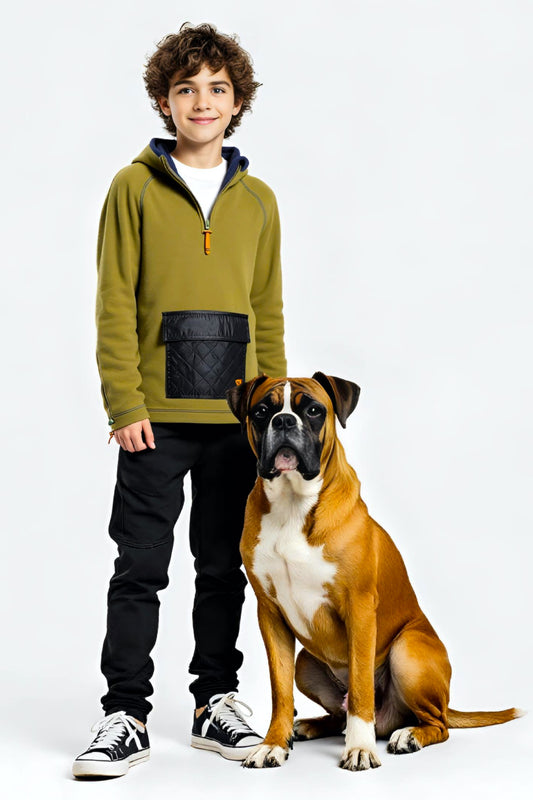 Adaptive Kids Pullover: Front Zipper, Cargo Pocket, Easy-Undressing Sleeves