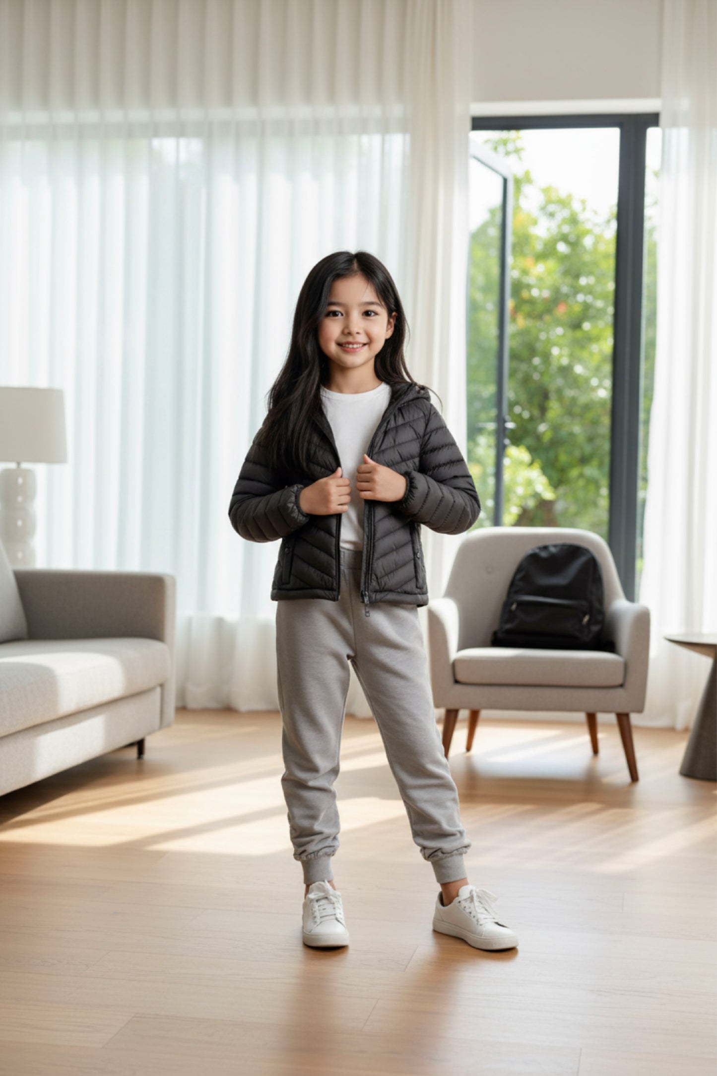 Kids Girls Jacket Detachable Hood