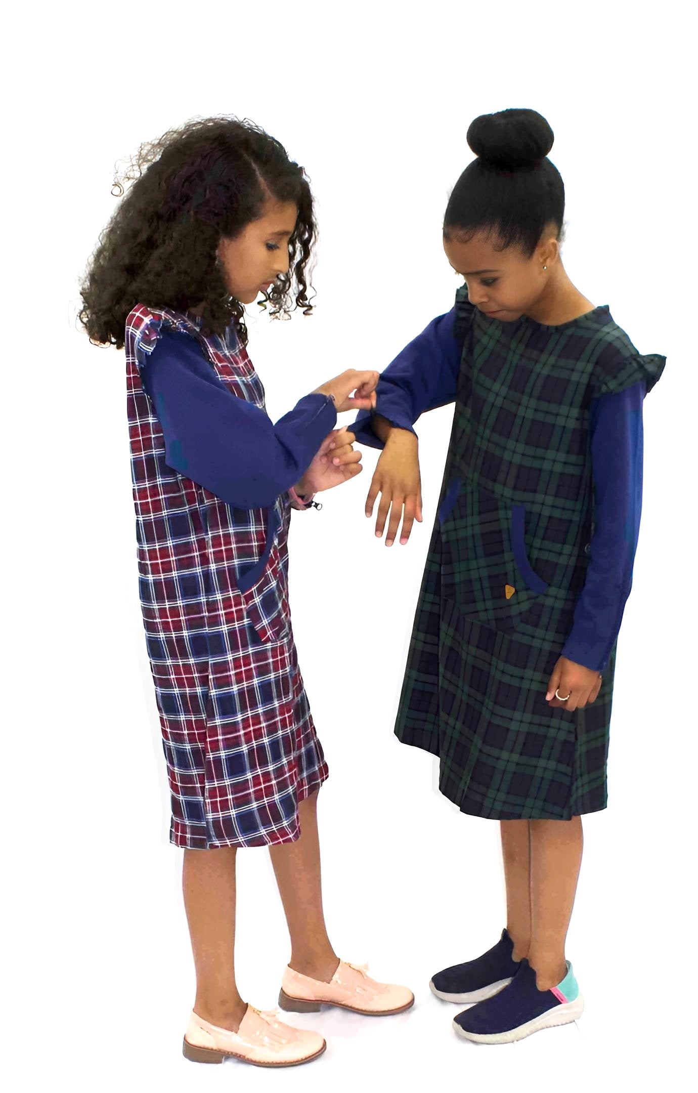 Adaptive Kids Stretch Dress: Back Zipper, Cargo Pocket, Easy-Undressing Sleeves