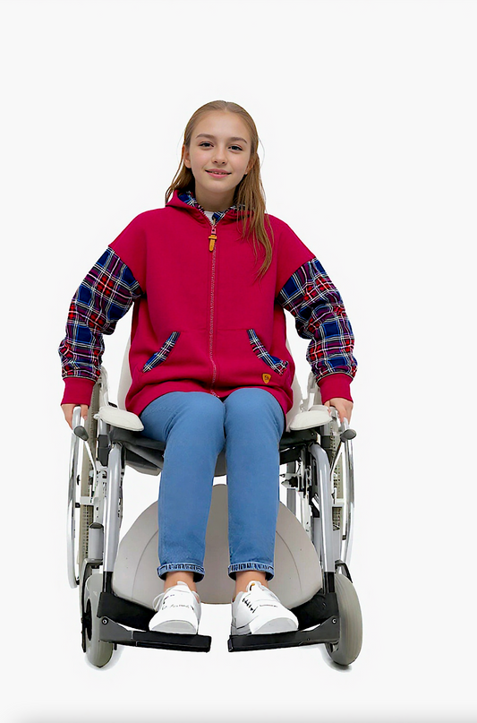 Adaptive Kids Hoodie with Cargo Pocket & Magnetic Zipper for Easy Undressing