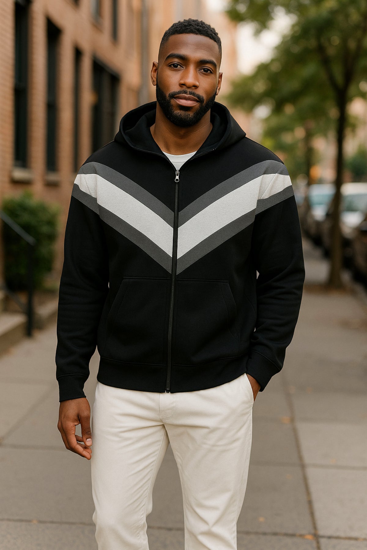 Men’s Adaptive Clothing Sweatshirt Hoodie Jacket, Magnetic Zipper, a Long Sleeve with Zipper for Easy Undressing, and Cargo Pocket