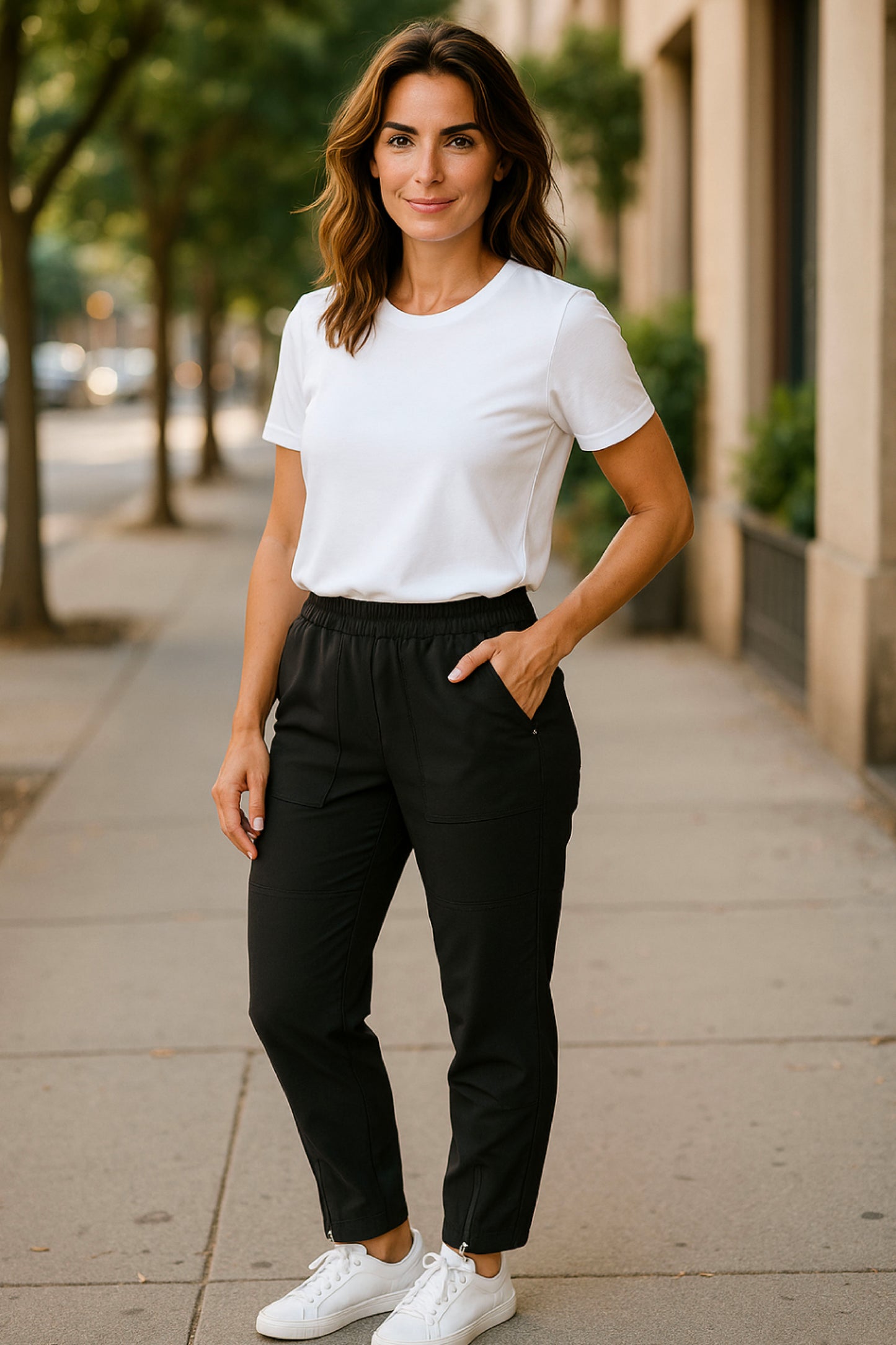 Women's Adaptive Clothing: Stretch Trousers Pant, Full Elastic Waistband, Side Zippers for Easy Undressing