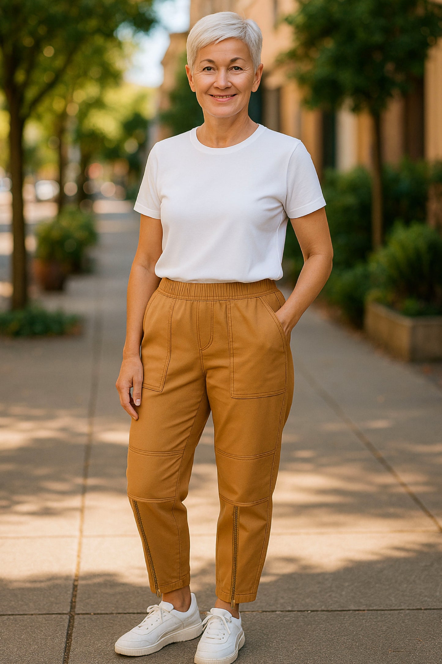Women's Adaptive Clothing: Stretch Trousers Pant, Full Elastic Waistband, Side Zippers for Easy Undressing